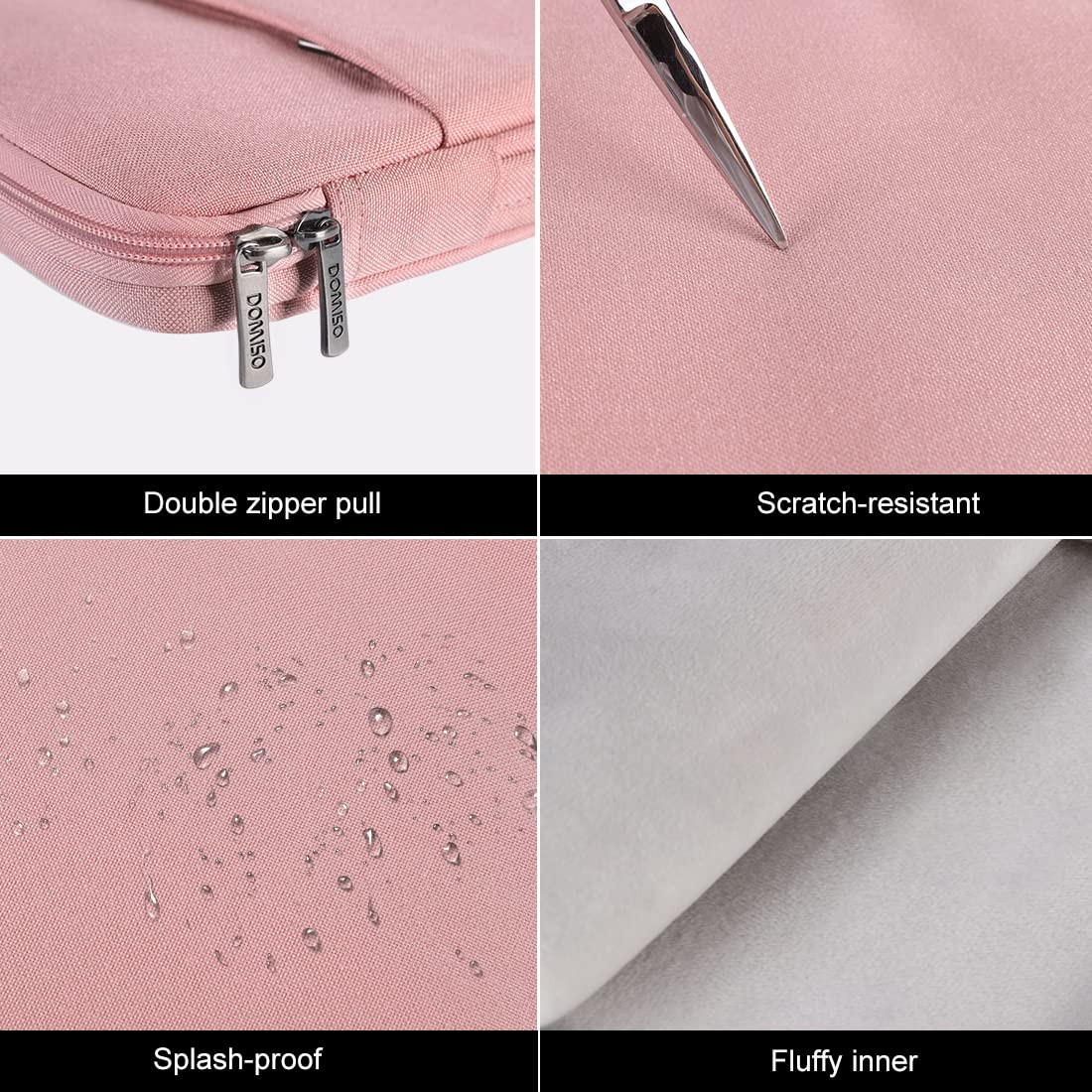 DOMISO 13,3 pollici Laptop Custodia protettiva Sleeve Cover antiurto Notebook Case, Rosa