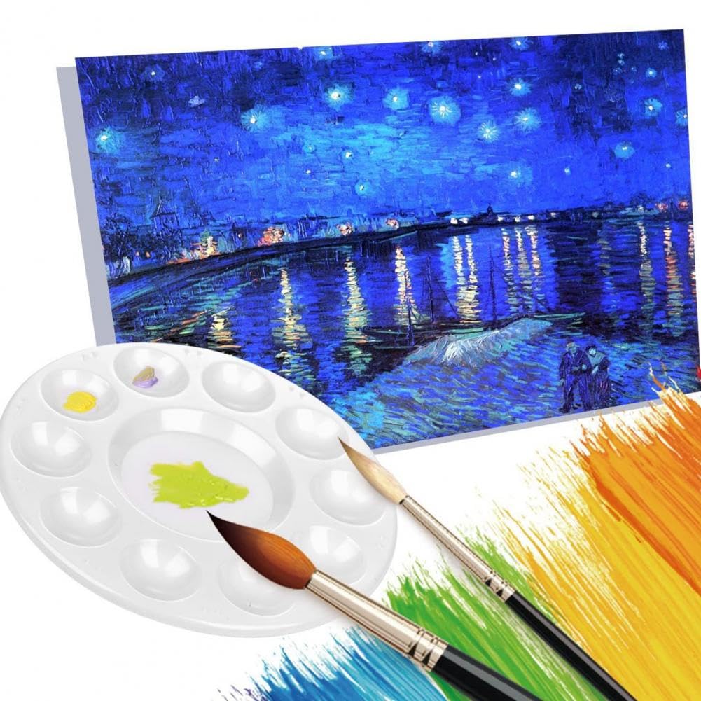 Palette d'aquarellePalette 15Pcs Palettes 10 Trous Plateau de Peinture Rond en Plastique Résistant à la Corrosion Palette de Dessin