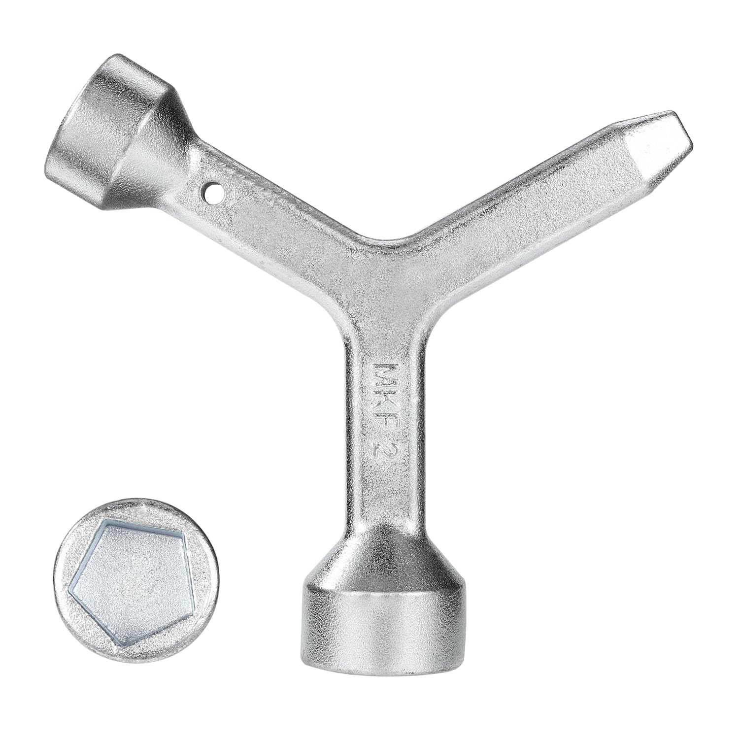 Gosknor MKF2 Meter Curb Box Key, Triangle Curb Box Wrench, Water Electric Box Key, Pentagon Bolt Barrel Lock Shut Off Tool for Open Meter Pit Cover