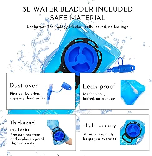 Miniatura 7 de Mochila de hidratación reflectante, paquete de hidratación, mochila de agua con vejiga de hidratación de 2 L3 L, esencial para festivales, paquete
