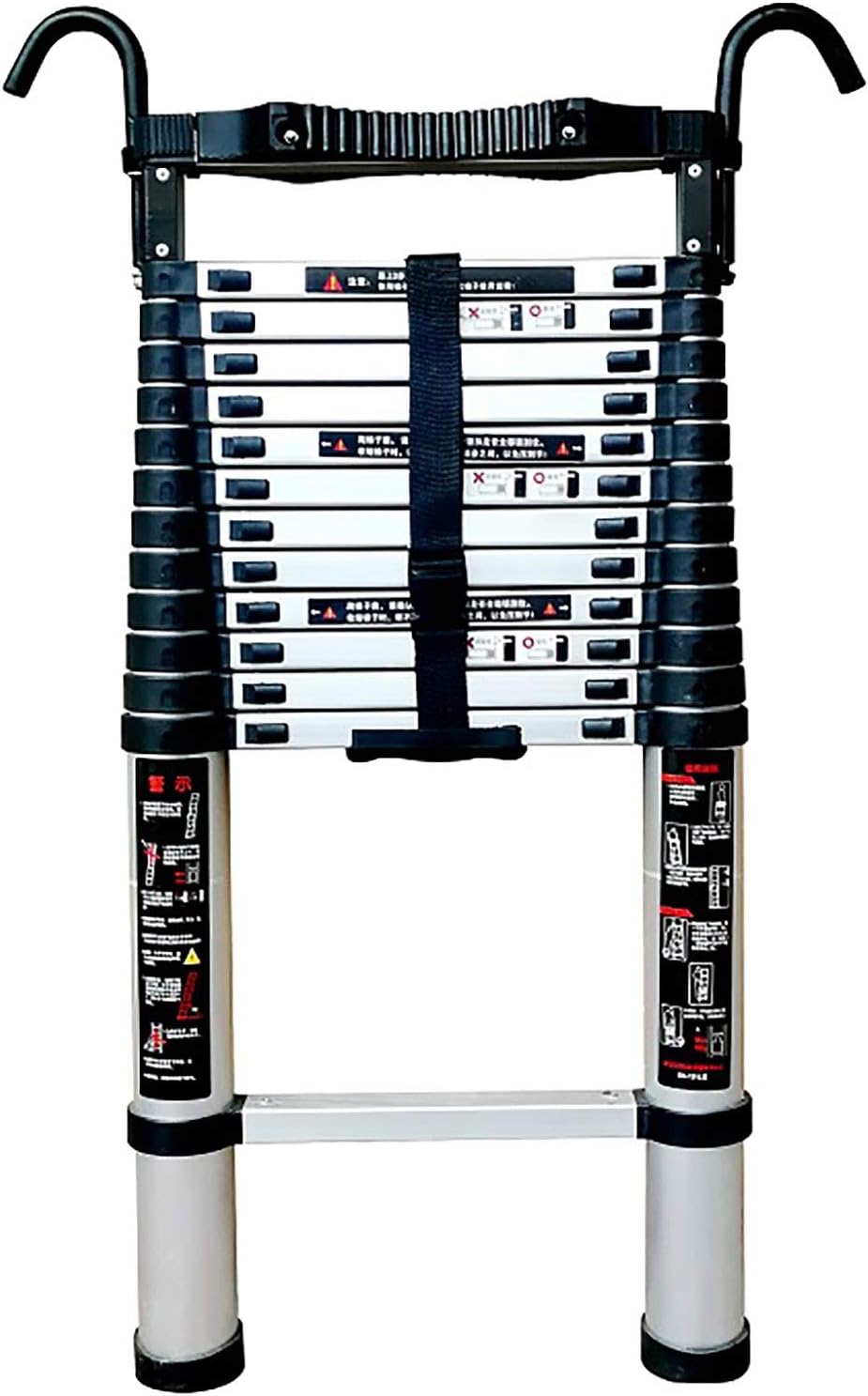 Folding Telescoping Ladder Small Telescoping Ladder with Hooks, Aluminum Portable Compact Folding Loft Ladder for Household Daily or Emergency Use, 330lbs Capacity