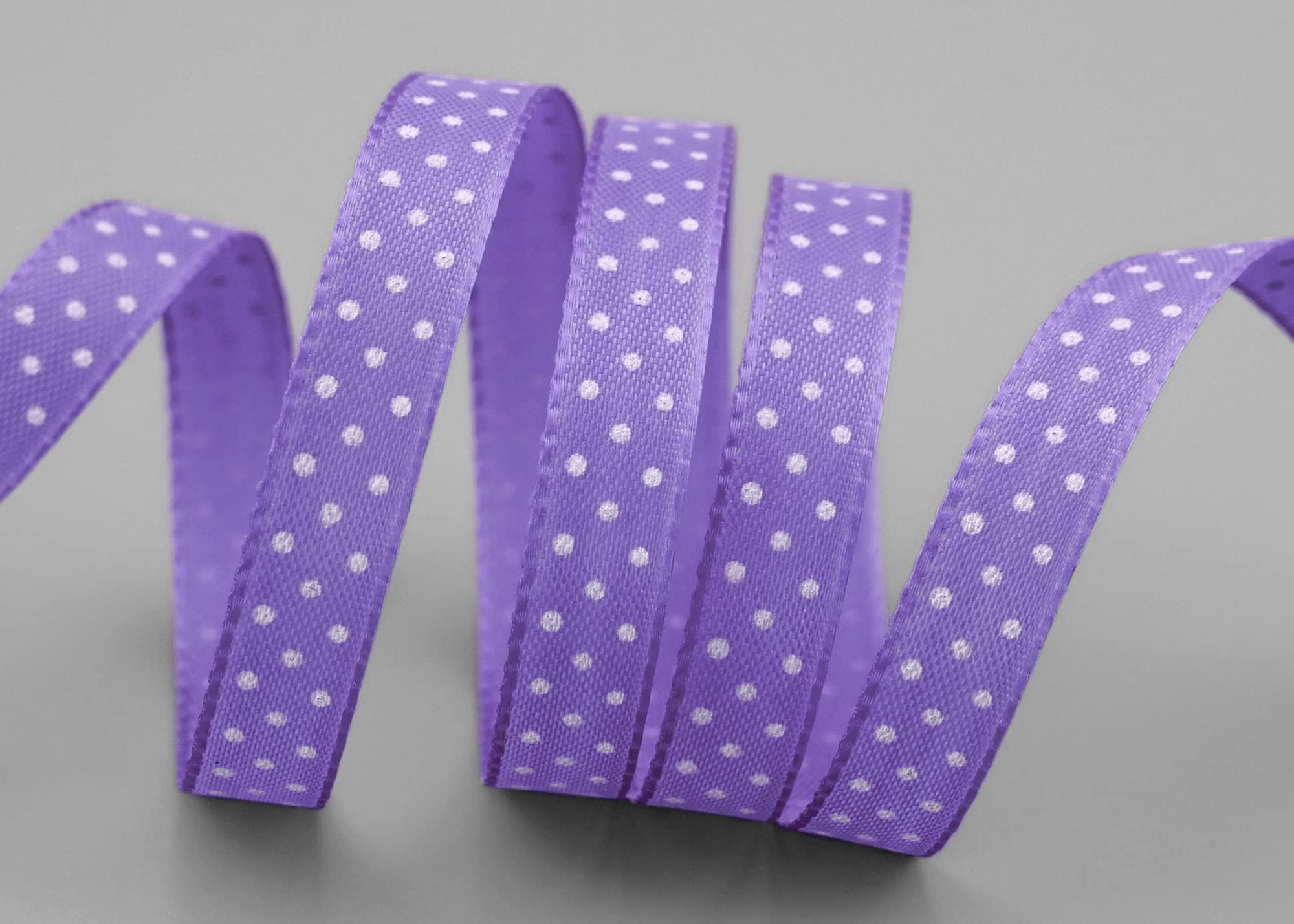 25 m x 10 mm Taffeta Ribbon, One-Sided Printed with Dots, Lilac, Lavender, Decorative Ribbon, Gift Ribbon, Easter, Spring - Image 2