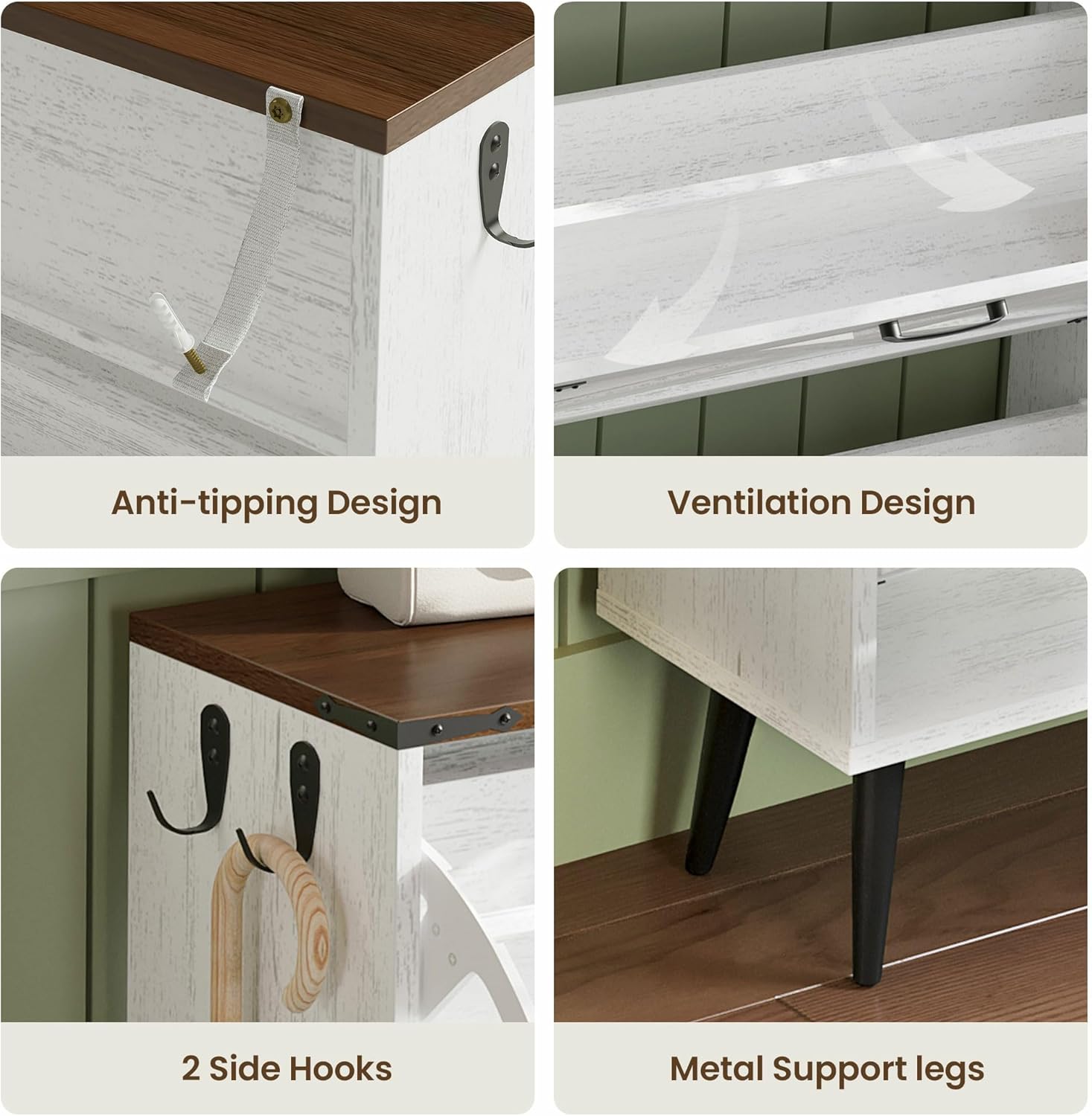 Shoe Organizer Cabinet Narrow with 3 Flip Drawers Shoe Rack Cabinet Hidden Slim Freestanding Shoe Storage Cabinet 24 Shoes for Entryway,Living Room, White Walnut