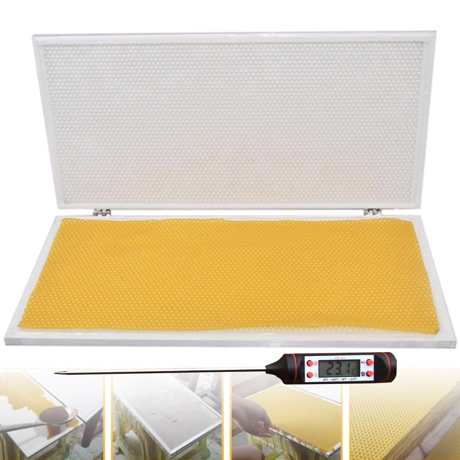 Máquina para láminas de cera de abeja, molde para láminas de cera de abeja, máquina para moldear cera de abeja, molde para estampar cera de abeja, ojos de cámara de 4,8/5,35 mm, suministros 4.9mm