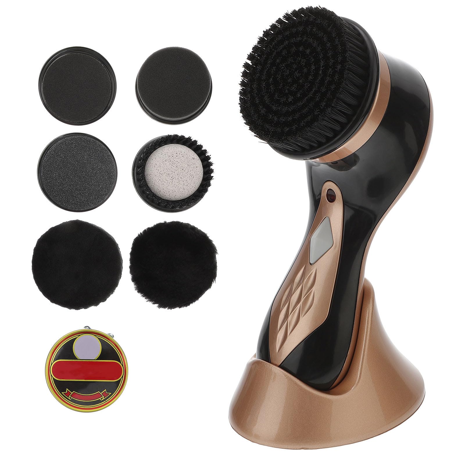 Tofficu Spazzola Elettrica per Lucidare Scarpe in Pelle Oro Portatile 7 Testine di Ricambio Kit Pulizia Scarpe che Mantiene le Mani Pulite e Lucida Efficacemente
