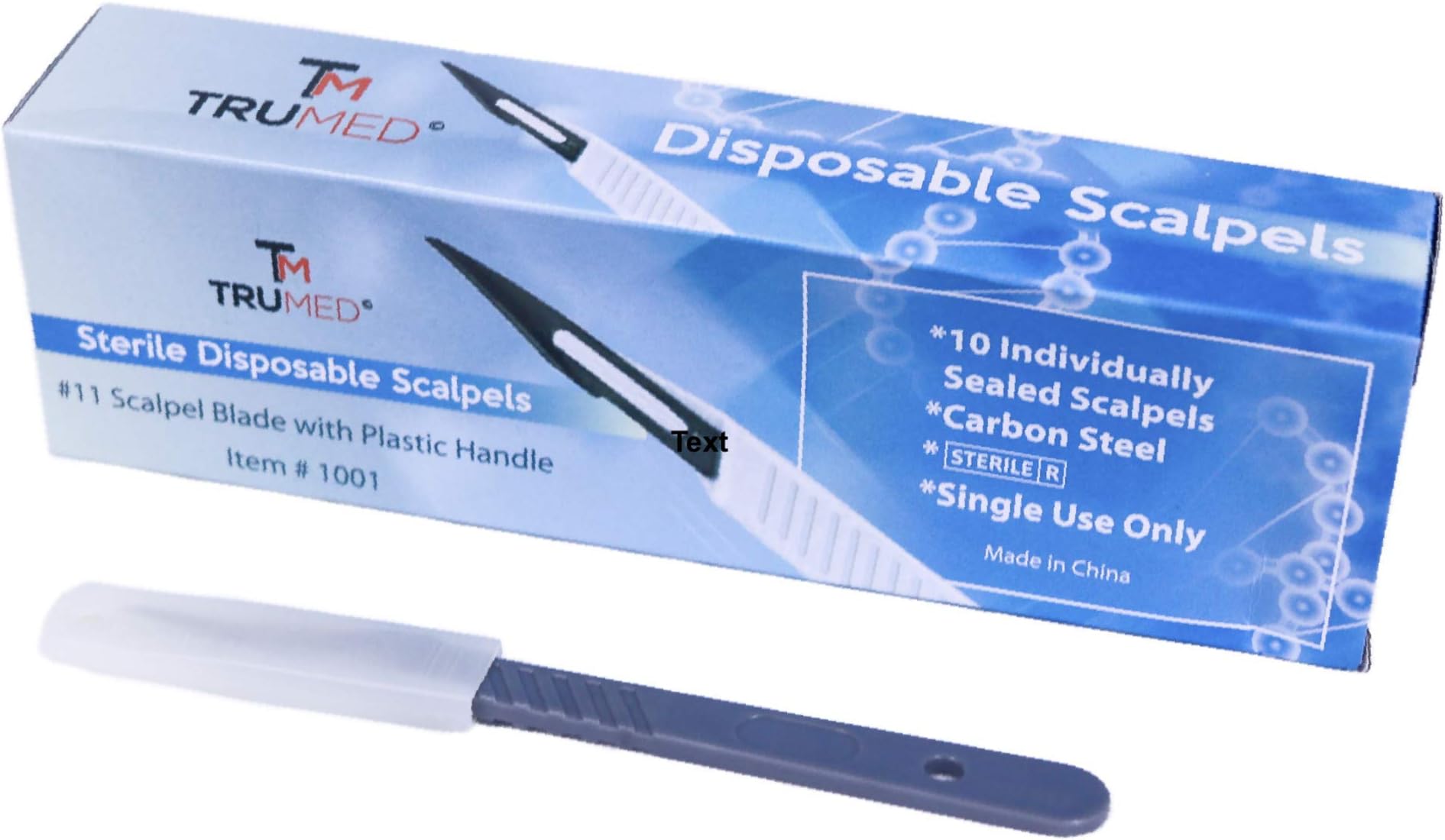 Disposable Scalpels | #11 High-Carbon Steel Blade | Surgical / Dermaplaning Tool | Plastic Handle | Sterile Medical Podiatry Tools | Individually Foil Wrapped ● Box of 10