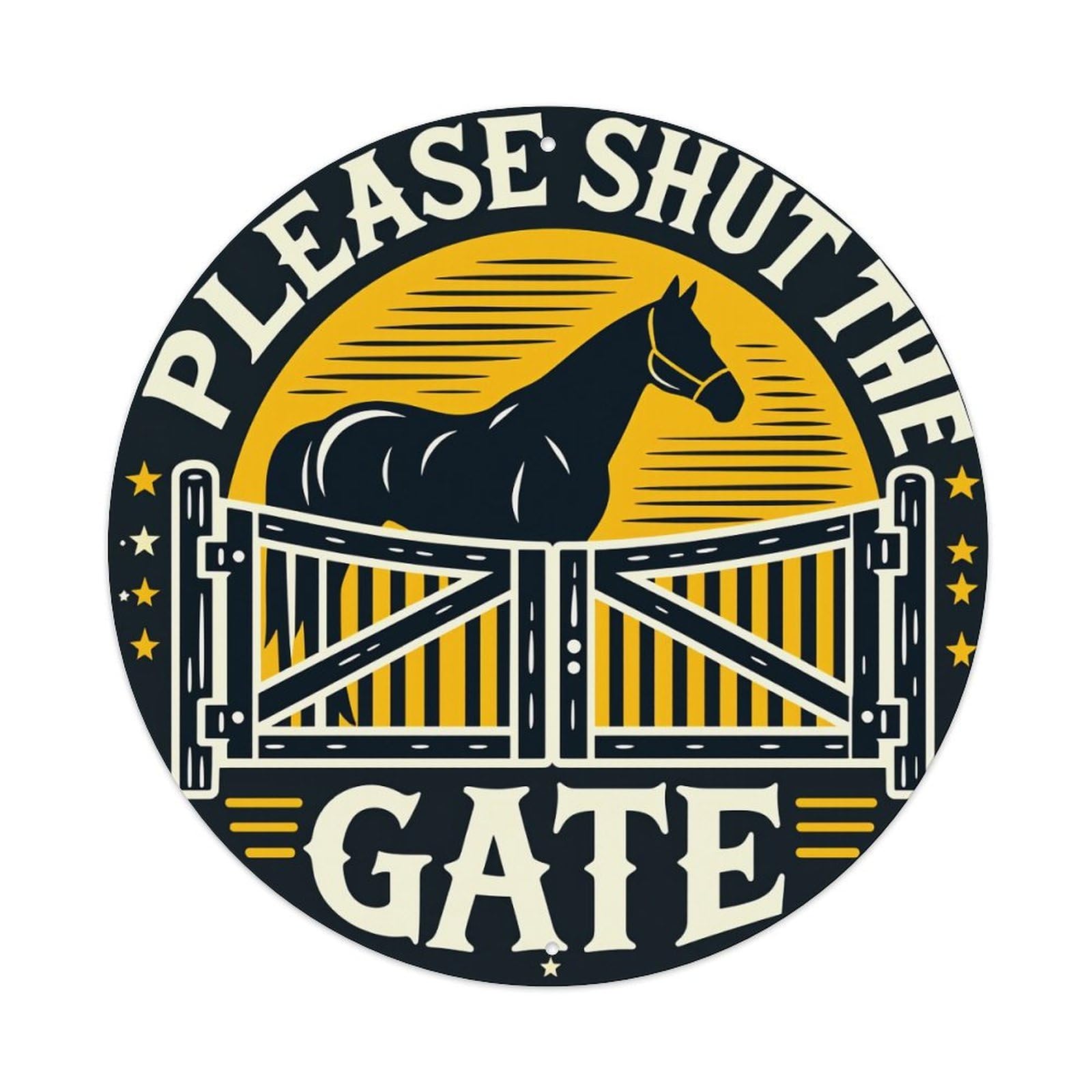 Horse Gate Sunset Stars Sign Metal Tin Sign Vintage Garden Bedroom Cafe Bar Man Cave Home Wall Decor Metal Poster 8x8 inches