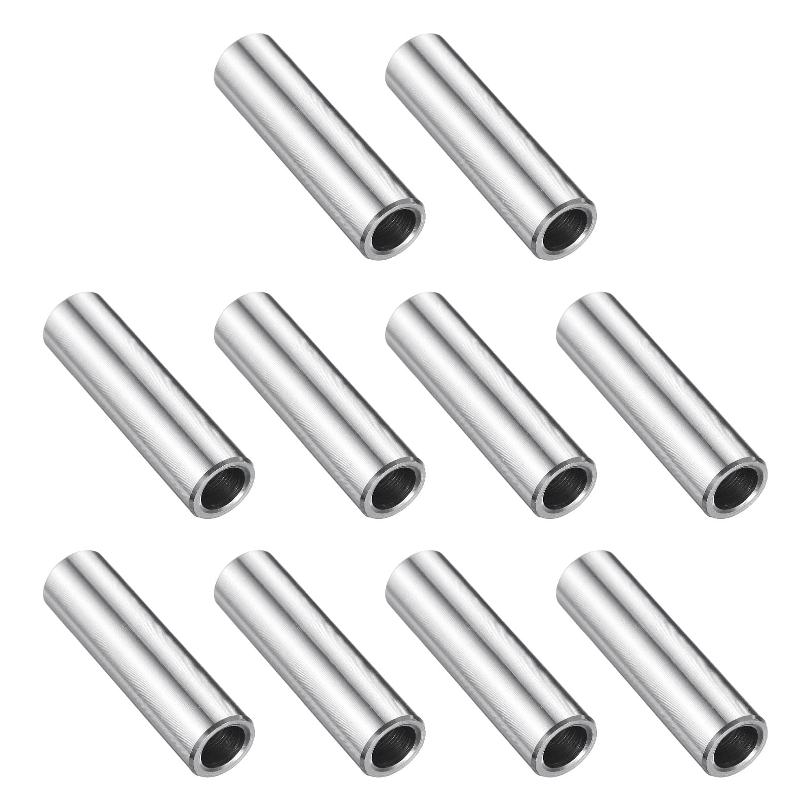 uxcell 10 Pcs Stainless Steel Spacer 1/4" Bore x 3/8" OD x 1-3/16" Length Screw Bushing Plain Finish Round Metal Spacer for 1/4" Screws Bolts and Rods