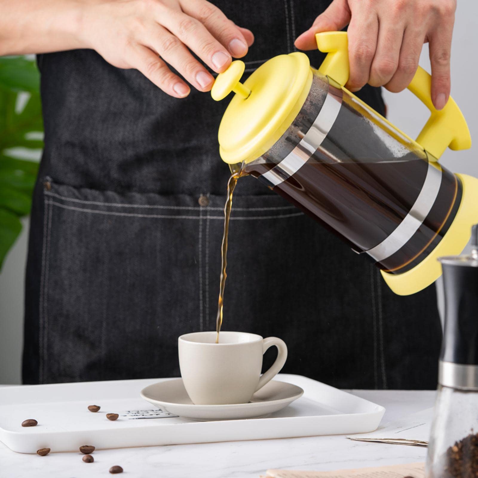 Caffettiera in Vetro Borosilicato Resistente al Calore, Giallo