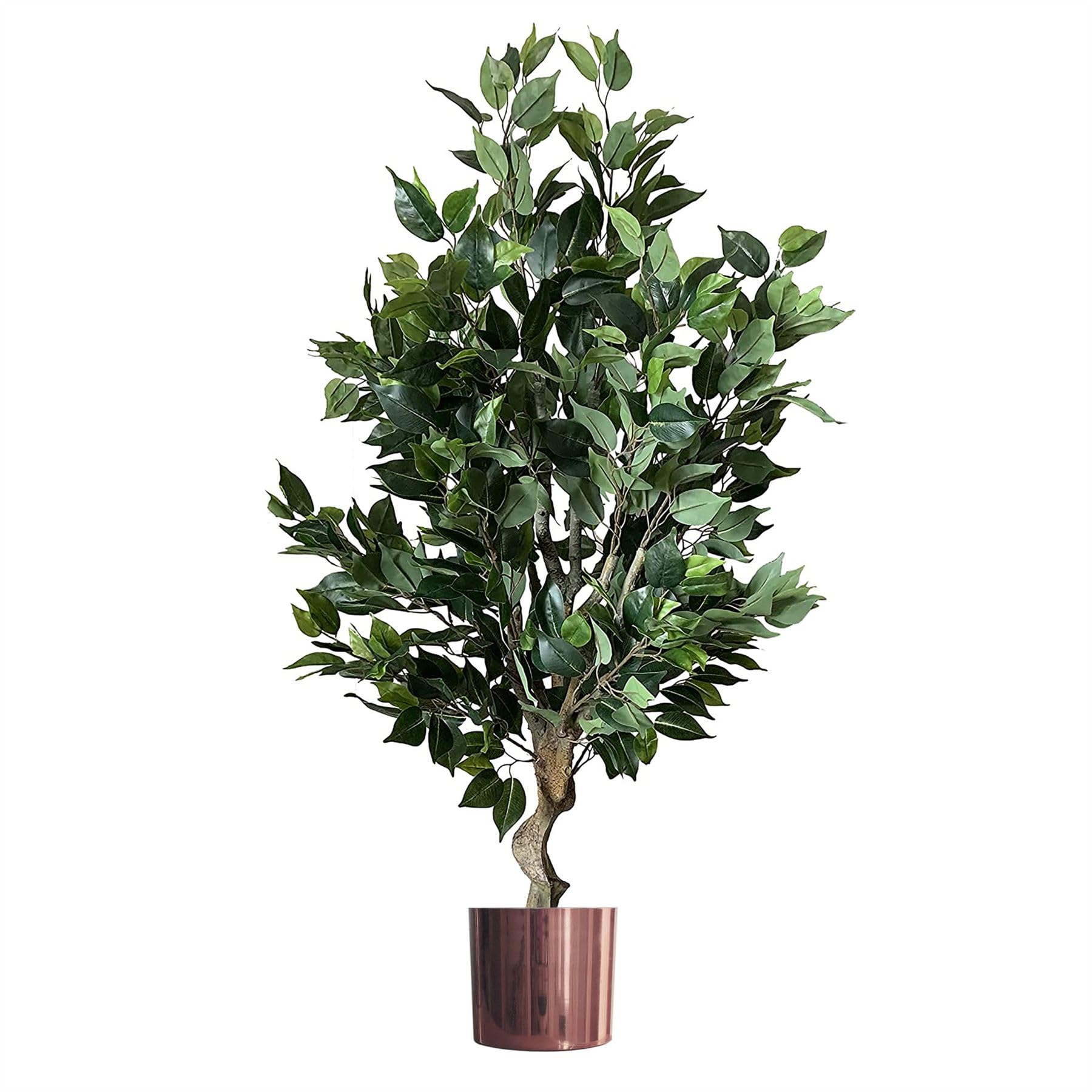 Leaf Ficus Twist Artificial Plant - 100cm - Copper Planter