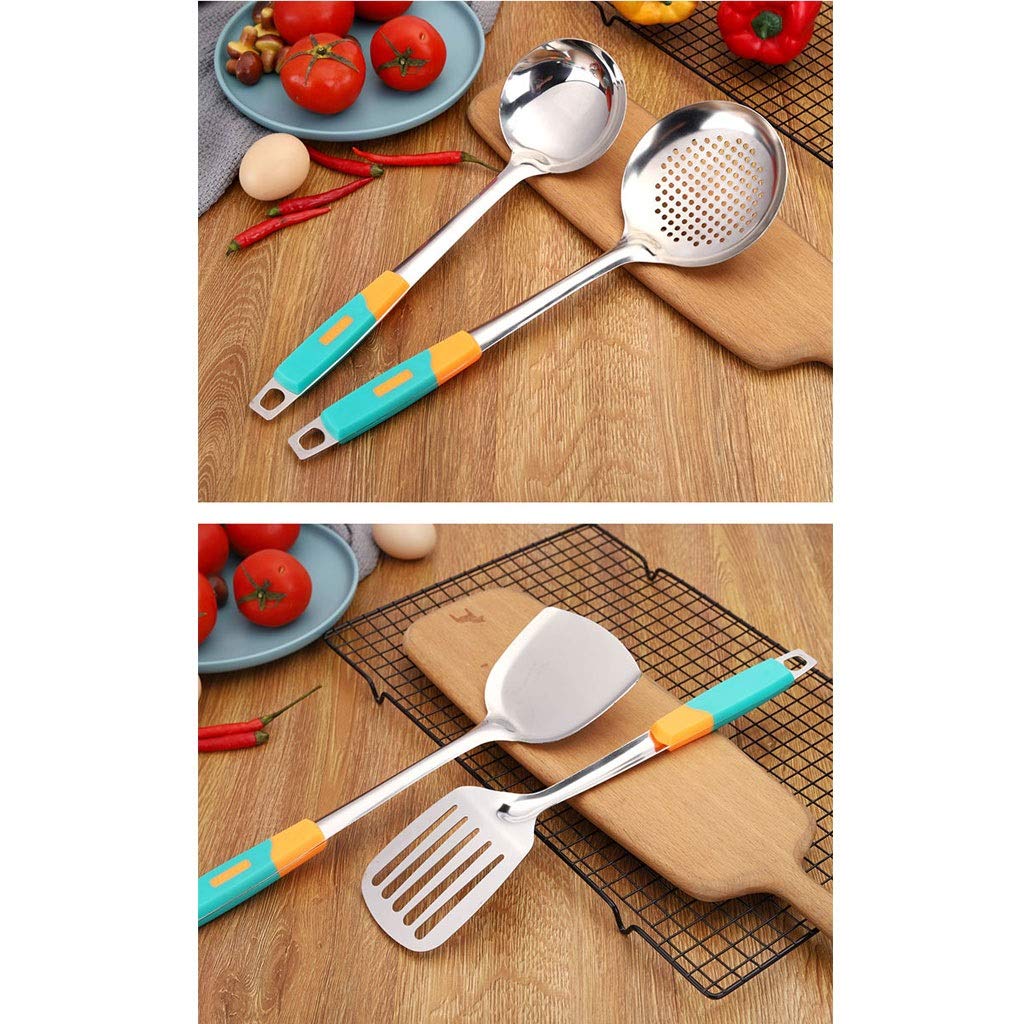 Juego de Utensilios de Cocina con espátula, Utensilios de Cocina de Acero Inoxidable, Juego de cucharas de Avena espesadas, Suministros de Cocina for el hogar, espátula de Cocina