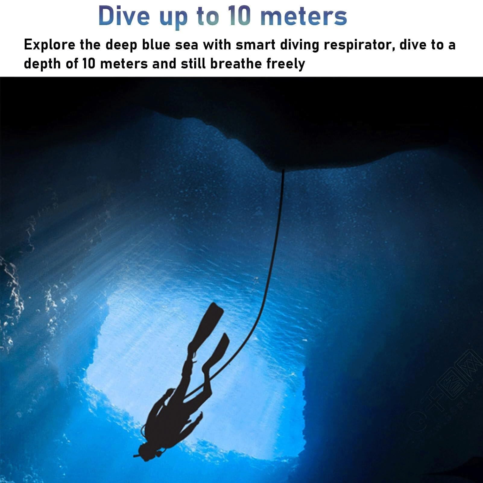 WYWY Sistema de buceo recargable de 3/5.5 horas con manguera de 10 m y regulador de respiración de buceo, máquina de buceo desmontable, para buceo recreativo y pesca (amarillo, D3000)