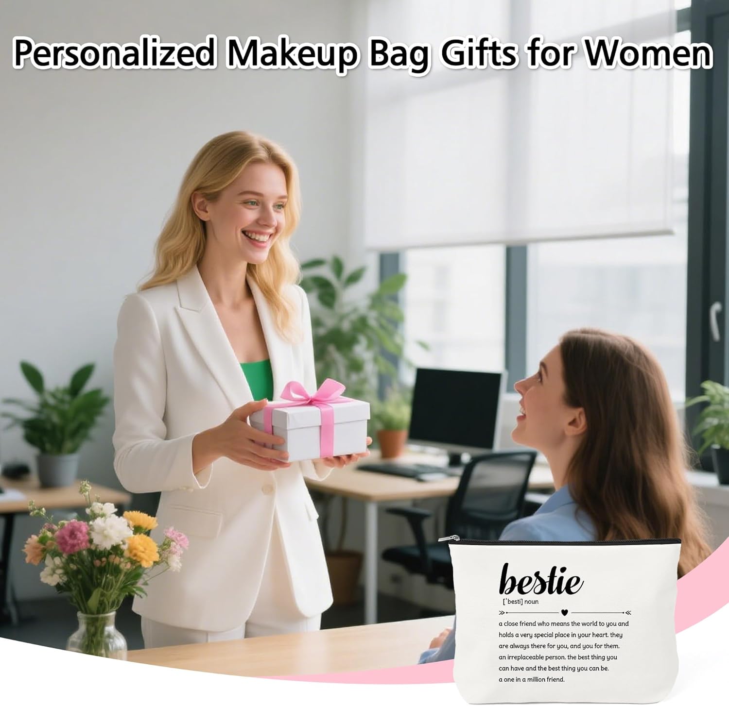 Bestie Gifts for Women - Friendship Gifts for Women Friends Bestfriend Bff Makeup Bag Cosmetic Bag Travel Toiletry Bags Christmas Birthday Galentines Day Valentines Day Gift for Friends - Image 6