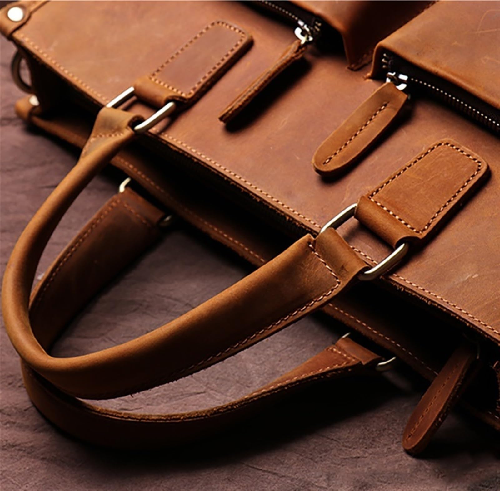 Cartella da Uomo, Borsa, a Tracolla, Lavoro in Vera Pelle, alla Moda for Laptop 16 Pollici,Cartella