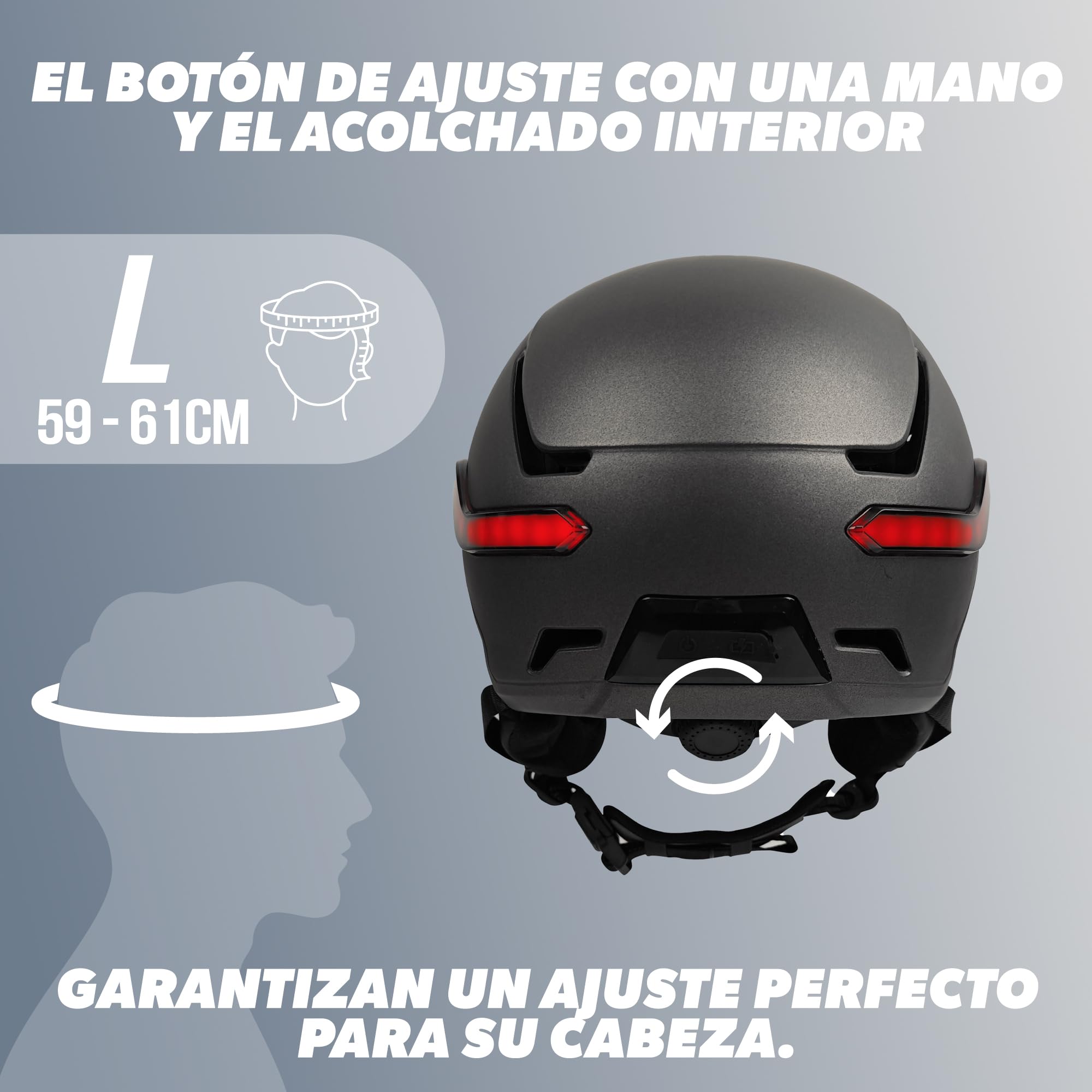 T’NB - Vizion Casco para Bicicleta y Patinete Eléctrico para Hombre y Mujer, LED Conectados, Intermitentes con Control Remoto, Batería USB-C, Talla L (Contorno de Cabeza 59-61 cm) - Negro | LED conectados, intermitentes controlados, visera anti-UV, USB-C,