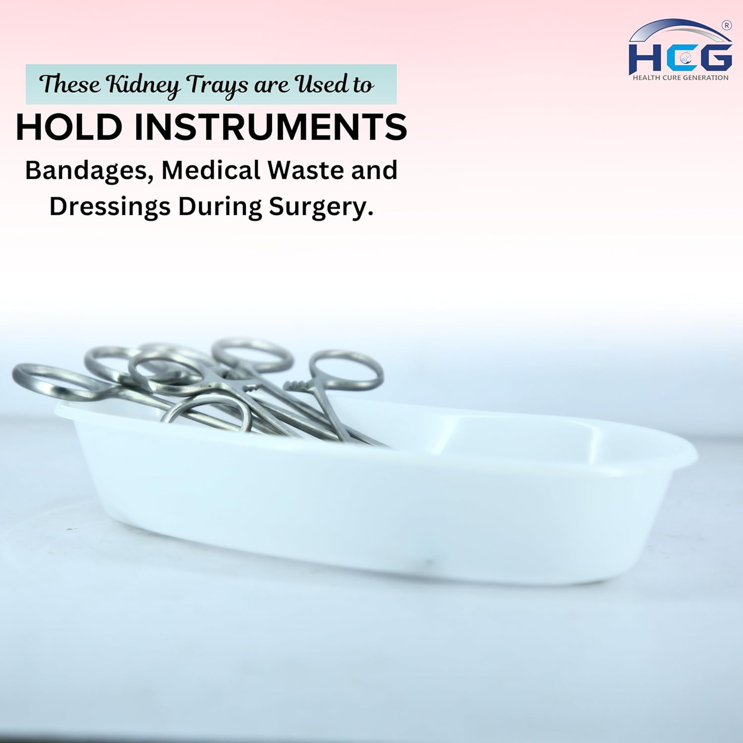 HCG Health Cure Generation Plastic Kidney Train 12 Inch | Medical surgical tray for hospitals, clinics and home use. Durable, Autoclastic Medical Utility Tray - Unbreakable, Reusable (1 PC)