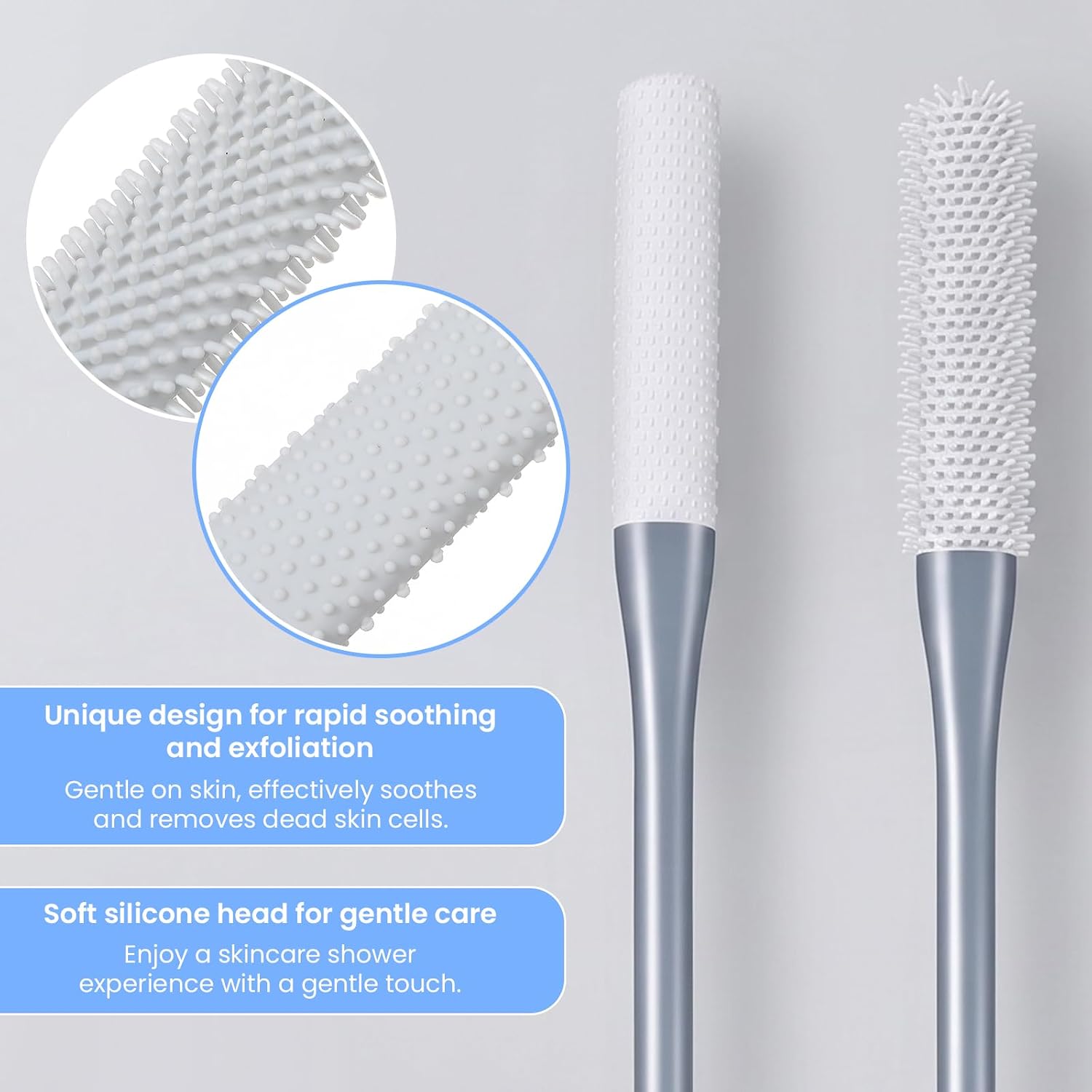 Ziuahaa 2pcs Toe Scrubber Cleaning Brush with Long Handle with 2 Hook up | Silicone Foot Brush with Massage Bristles ，Non Slip Handle Foot Scrubber in Bath Shower Pedicure Tool for Men Women