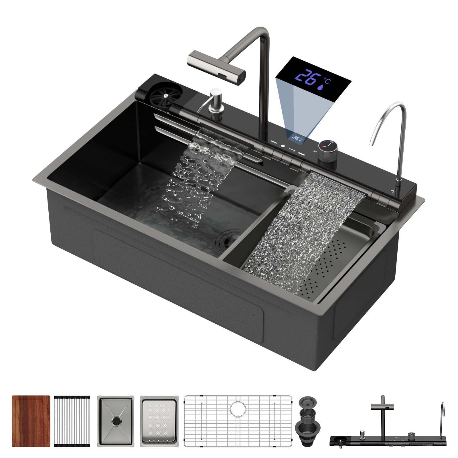 Logmey 30 inch Smart Waterfall Sink