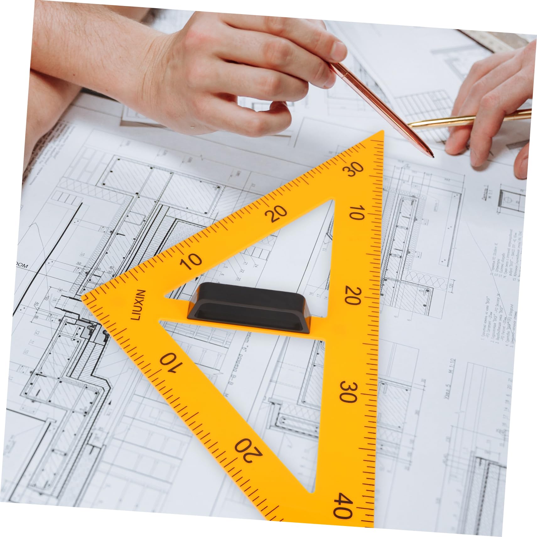 OSALADI Righello Strumento Didattico Versatile Giallo Magnetico in Plastica Triangolare 45° 60° per Insegnamento e Aula