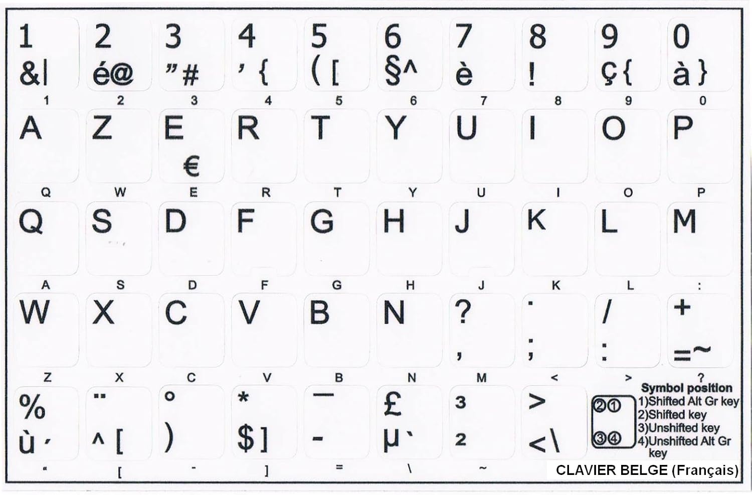 Touches Autocollantes Clavier Belge Français Touches Blanches Amazon