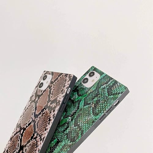 Miniatura 8 de Funda para teléfono con estampado de pitón cuadrado, compatible con iPhone 12 Pro Max 2020, piel de serpiente de lujo, elegante, brillante,
