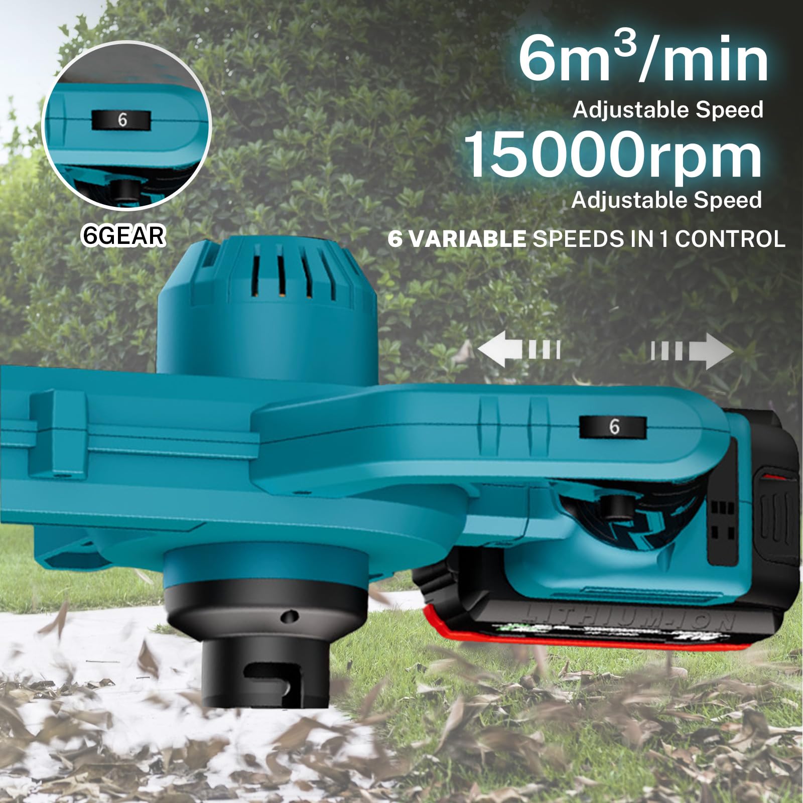 Soffiatore Per Foglie Senza Fili Per Batterie Makita 18V – 6 Velocità + Turbo, 550 Km/h