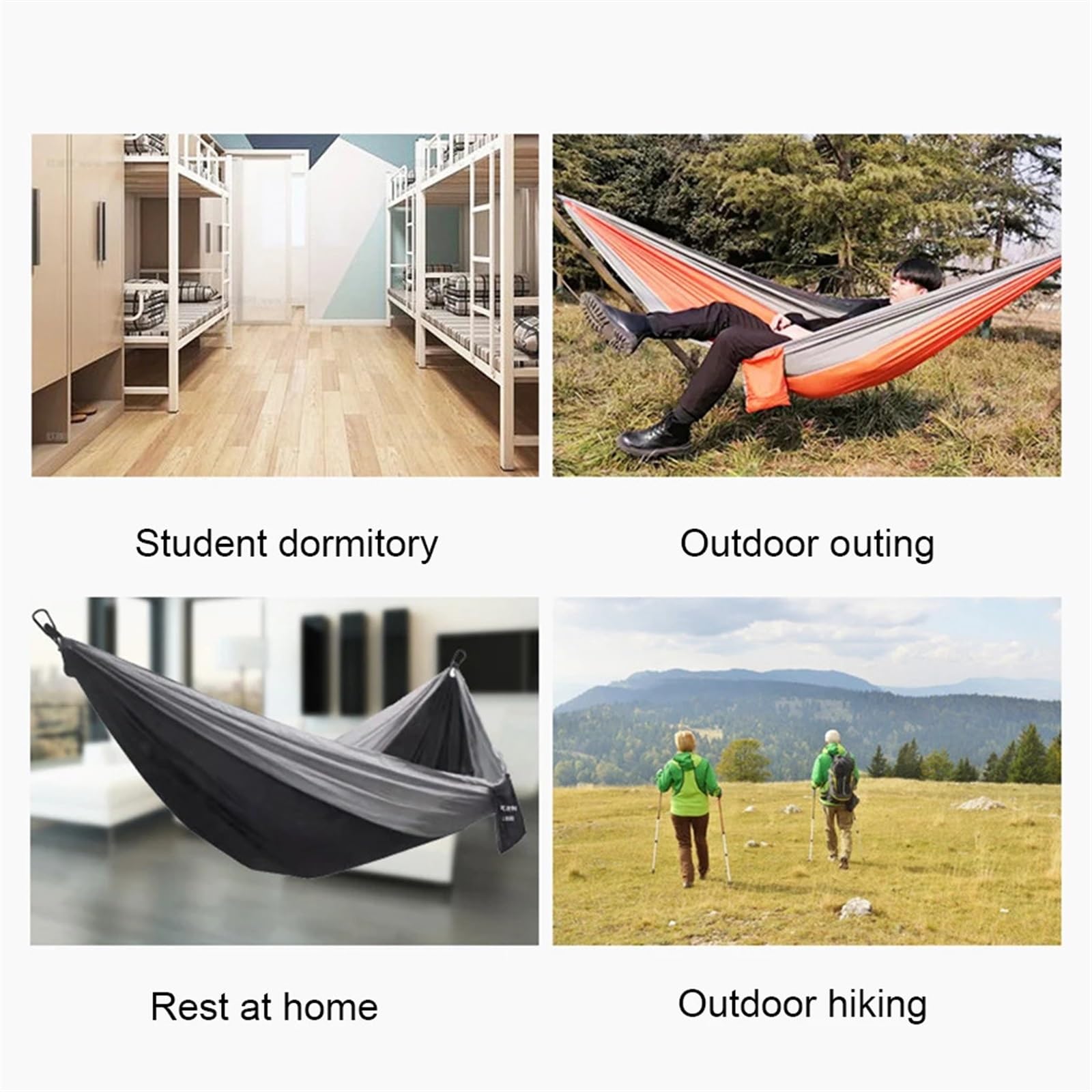 Amaca leggera nera – Amaca rilassante all'aperto per campeggio, escursionismo e tempo libero – & altalena portatile singola/doppia persona per cortile e viaggio