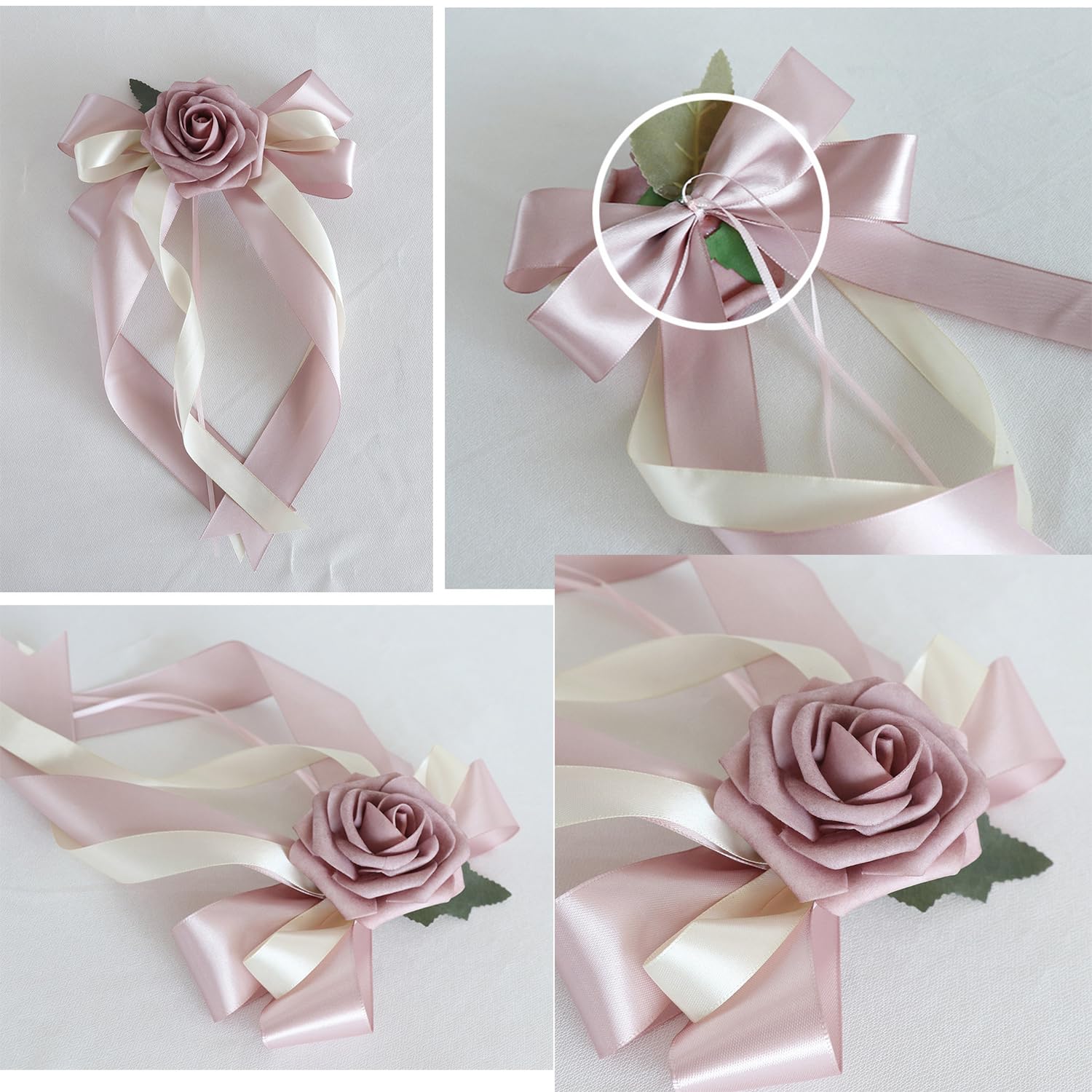 Autoschleifen Künstliche Blumen Autoschmuck Hochzeitsauto Dekoration Auto Car Türgriffleiste Rückspiegel Dekoschleife Wedding Hochzeitschleifen Hochzeit Seidenblume Violett 24 Stück