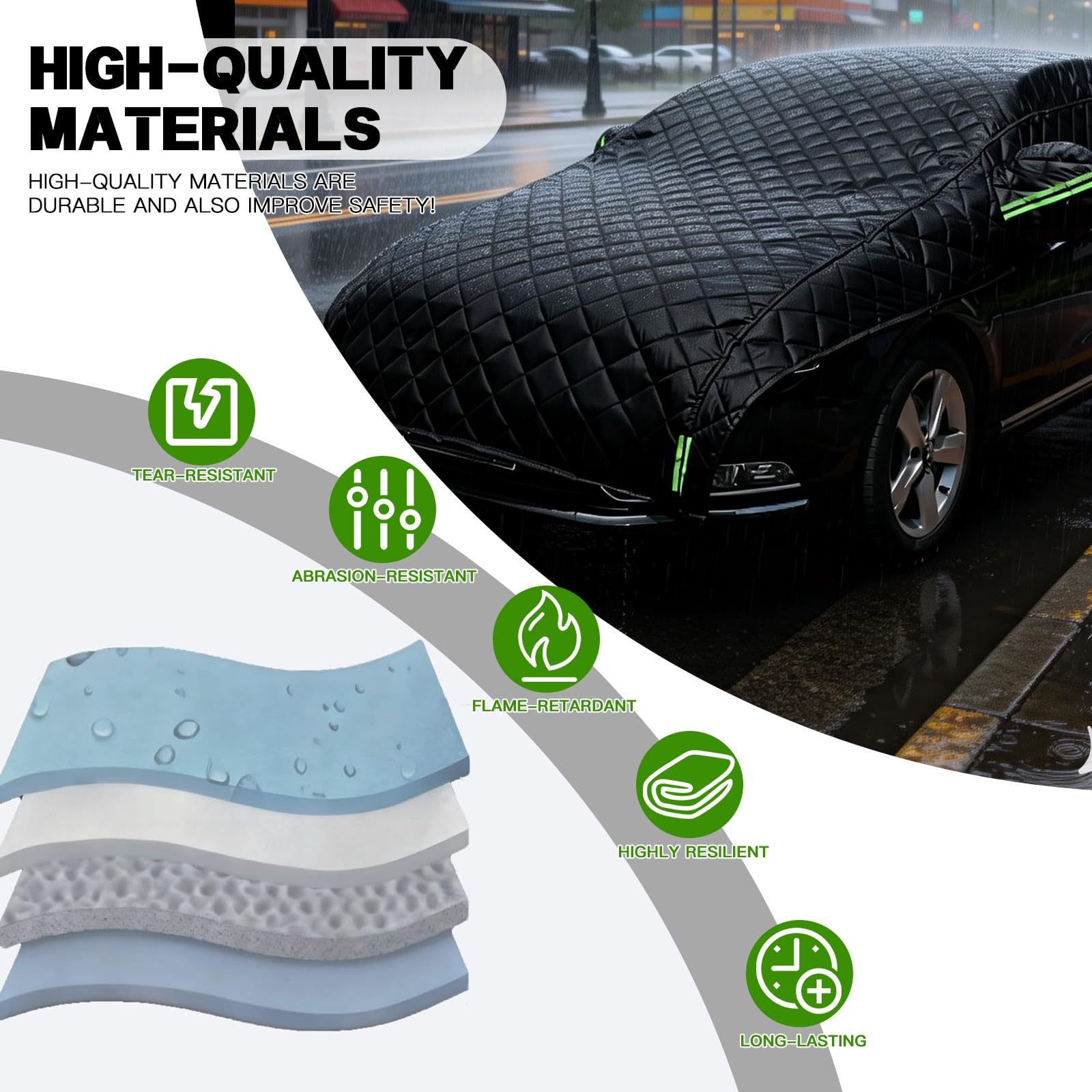 Telo Copriauto Antigrandine Per Skoda Kamiq 2018-2026,Mezza Copertura per Auto Imbottita Anti Grandine da Esterno Impermeabile Protezione pioggia gt540xa