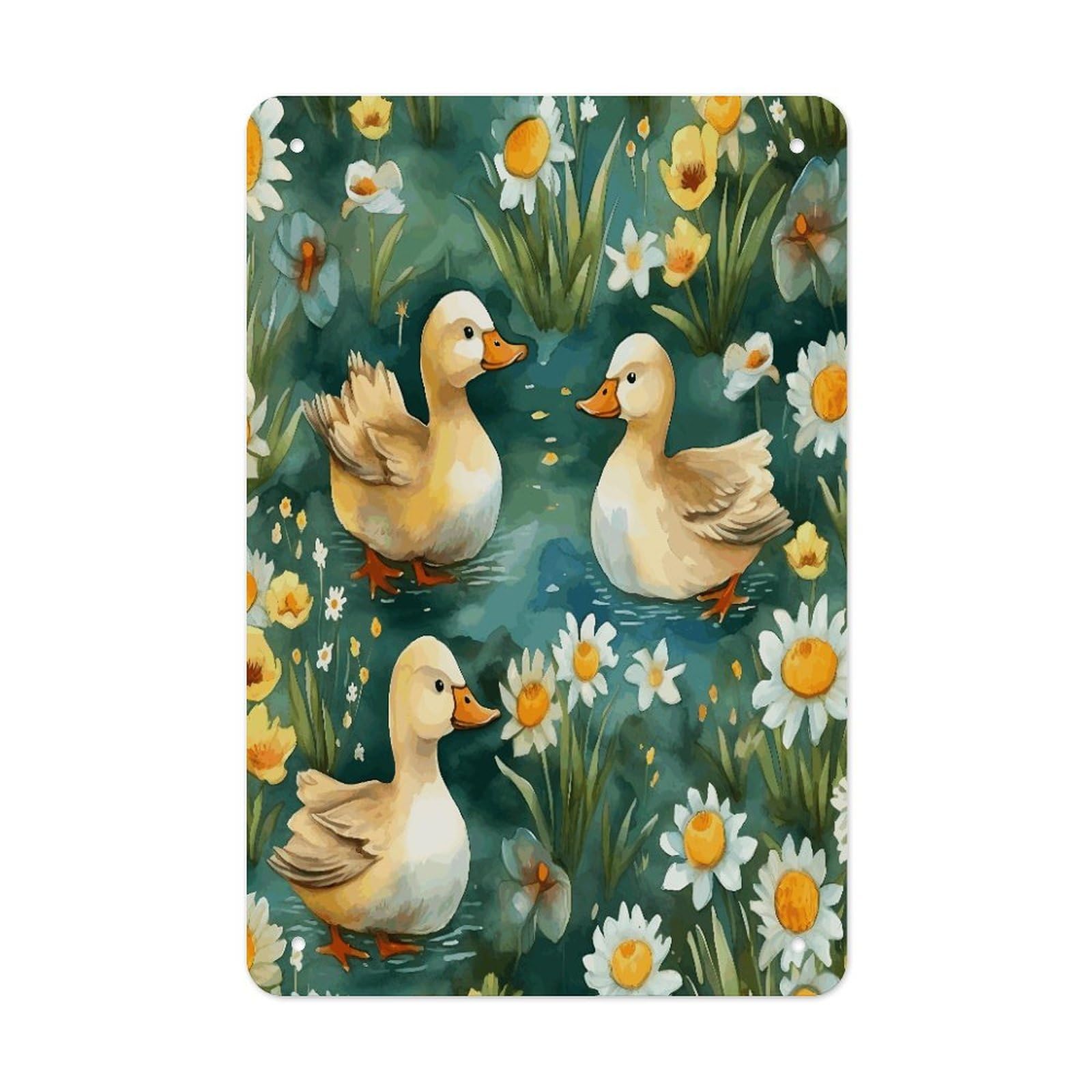 Btcowzrv Style Hand Drawn Duck Metal Tin Sign Wall Decor Hanging Plaque