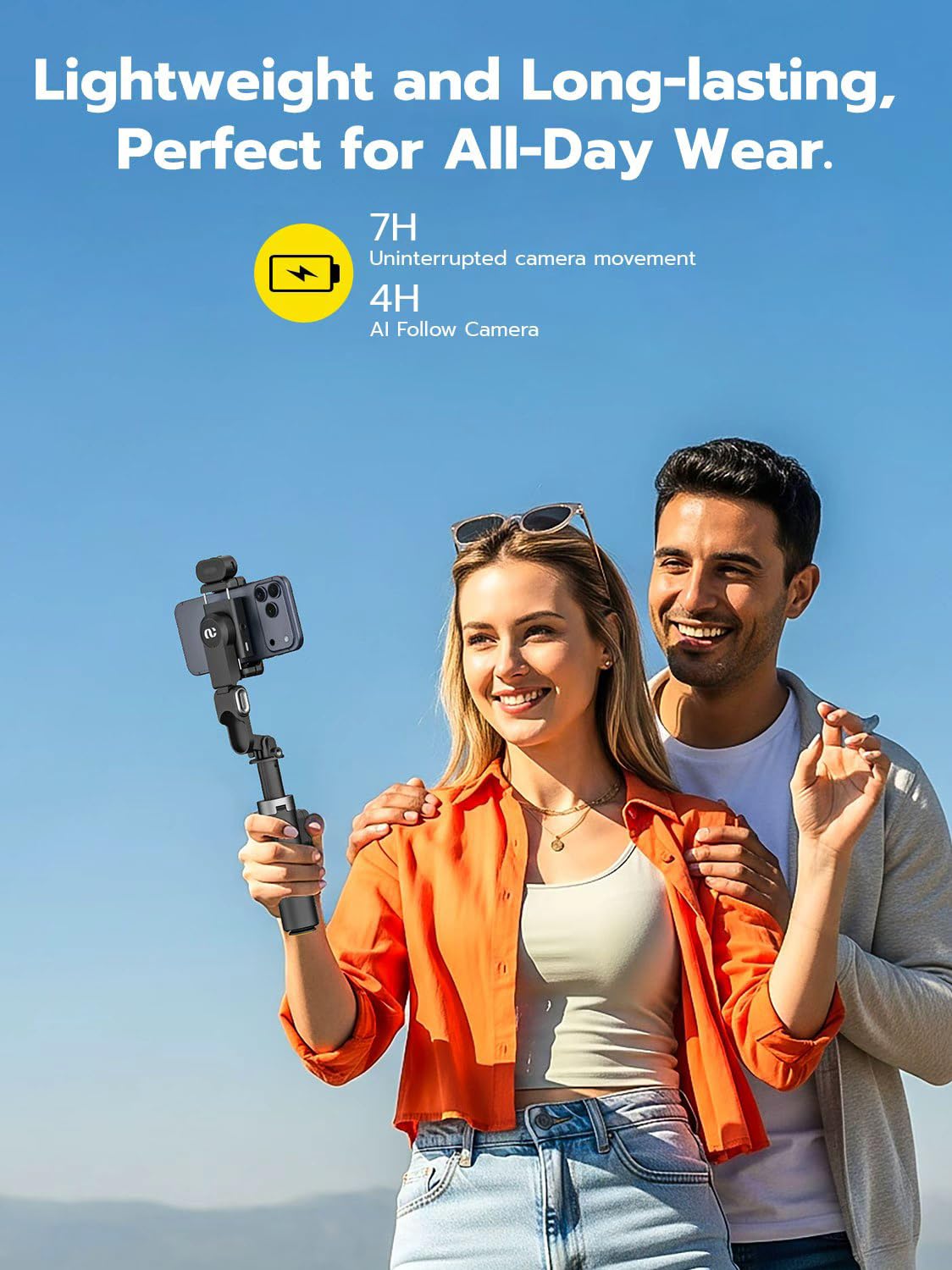 AOCHUAN Stabilisateur de cardan pour iPhone, cardan de téléphone 4 en 1 avec rotation à 360 ° pour iPhone/Android Sefie Stick trépied avec suivi automatique du visage et télécommande sans fil pour