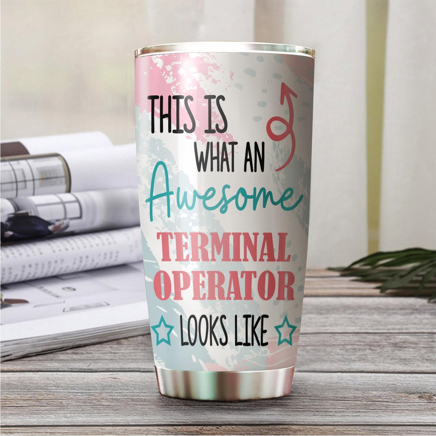 This Is What An Awesome Terminal Operator Tumbler Stainless Steel 20oz, Funny Gifts For Office Women Men Work Friend Coworker, Funny Driking Coffee Cup For Birthday Christmas