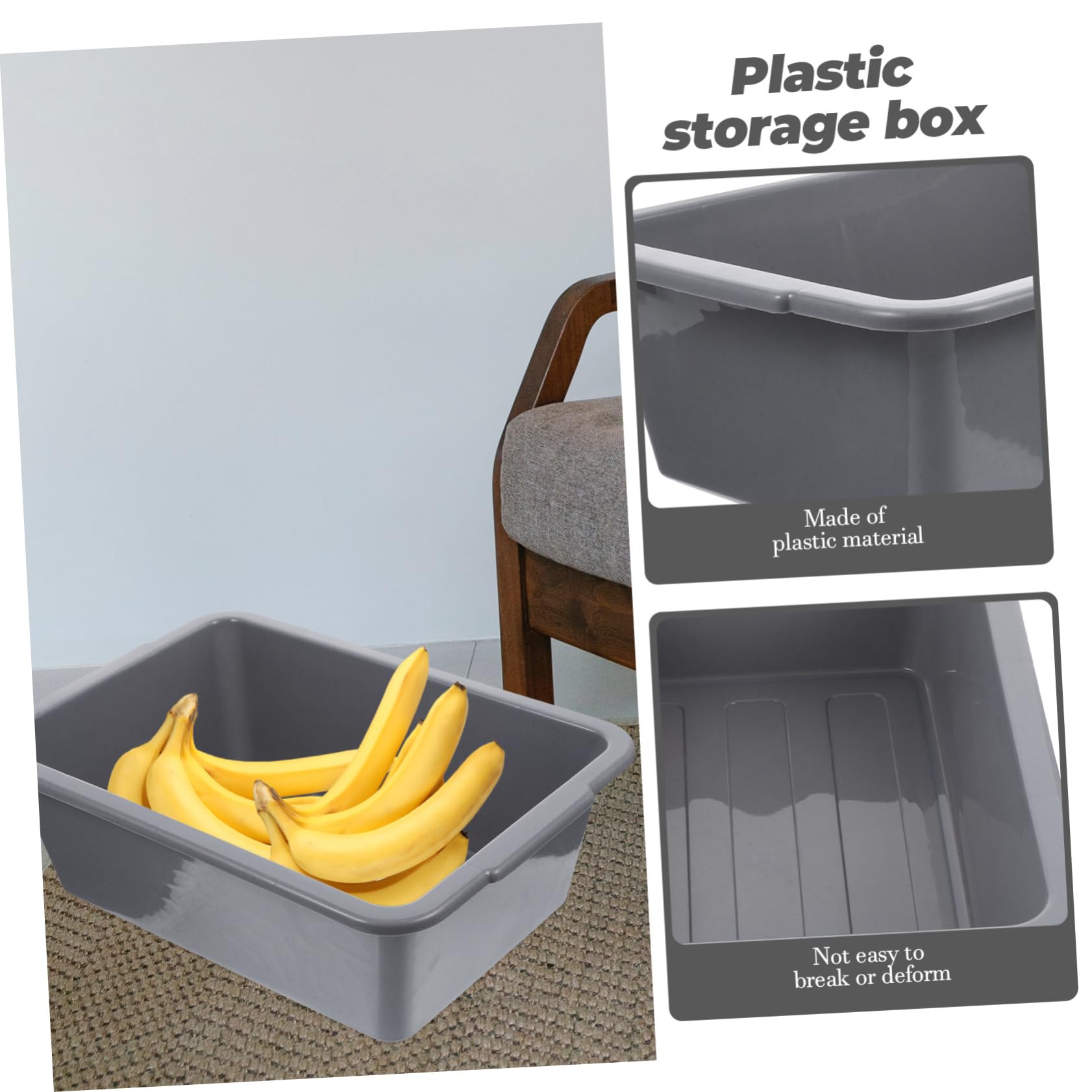 LABRIMP Cubo Rectangular Plastico de Almacenamiento Multiusos para Restaurante y Hogar, Asas, Fácil de Mover, Adecuado para Lavar Cuencos y Verduras