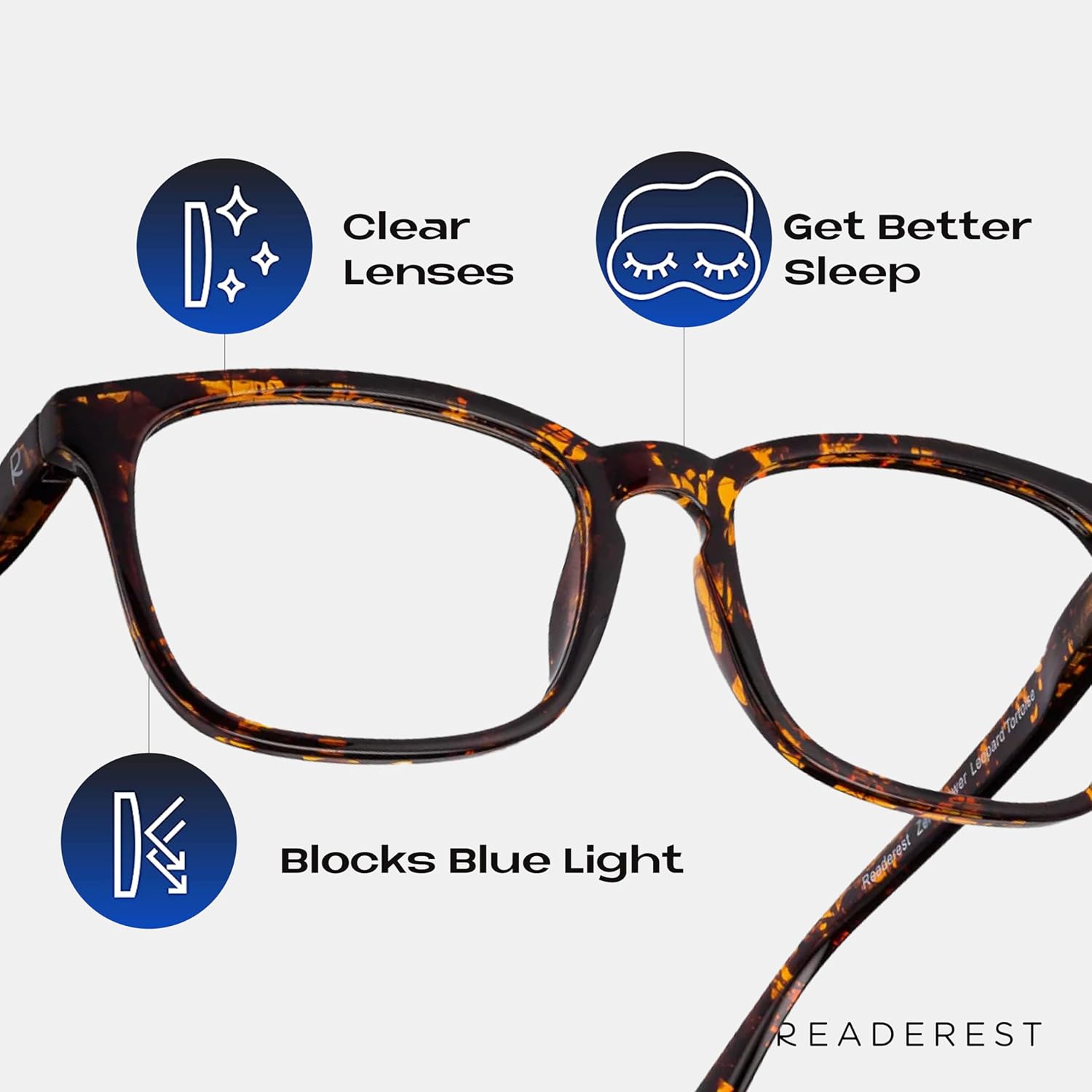Readerest Blue Light Reading Glasses - Lightweight Computer Glasses w/Spring Hinges - UV Protection, Anti Glare & Eye Strain