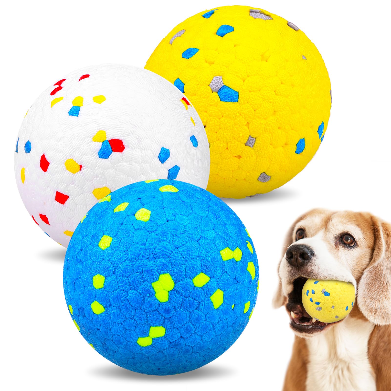 EXPAWLORER Dog Balls - 3 Pack Interactive Chew Toys for Aggressive Chewers Indestructible Tennis Balls for Dogs to