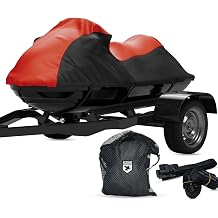 Weatherproof Max Jet Ski Cover Compatible with 2004-2011 Sea Doo RXP Series Red/Black All Weather Includes Trailer Straps and Storage Bag