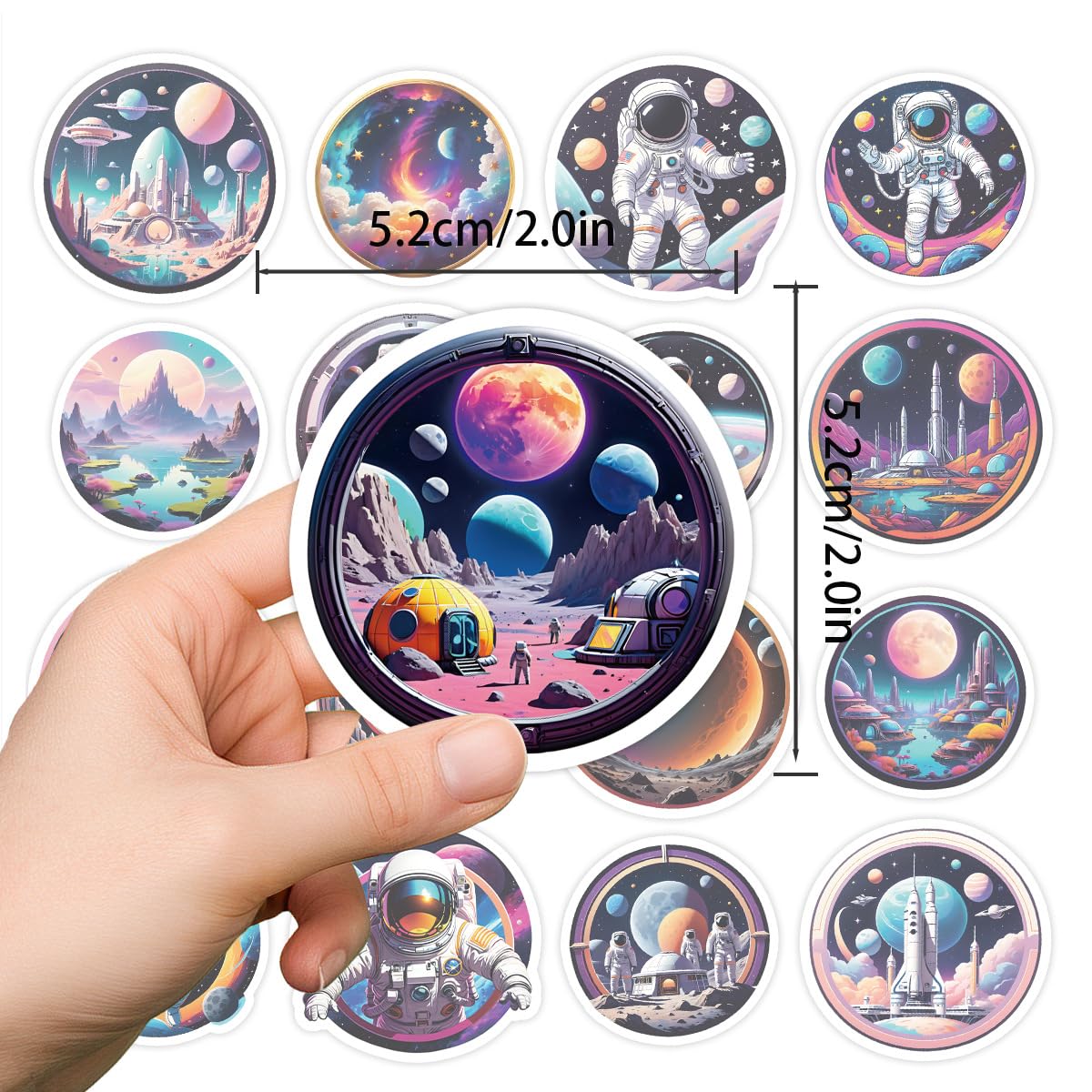 50 PCS Cute Astronaut Stickers for Water Bottle - Image 3