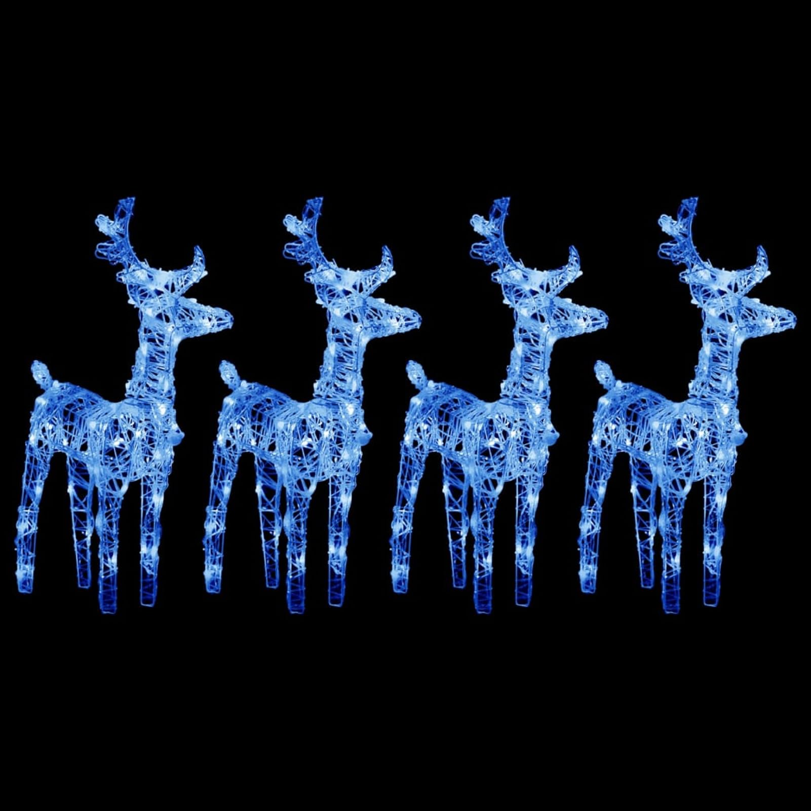 Gecheer LED-Rentiere 4 STK. Blau 160 LEDs Acryl, Weihnachtsdekoration für Weihnachtsmarkt Festliche Eventdekoration Garten Rasen Terrasse Vorgarten Fassade3154258