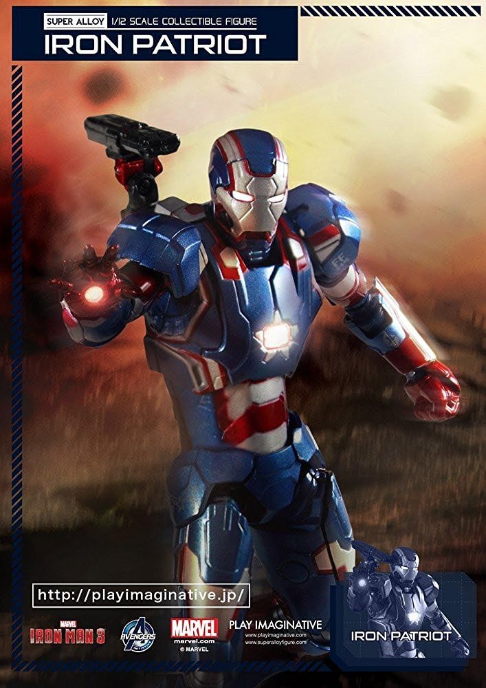 IRON MAN 3 Iron Patriot Super Alloy 1:12 Scale Die-Cast Metal Action Figure