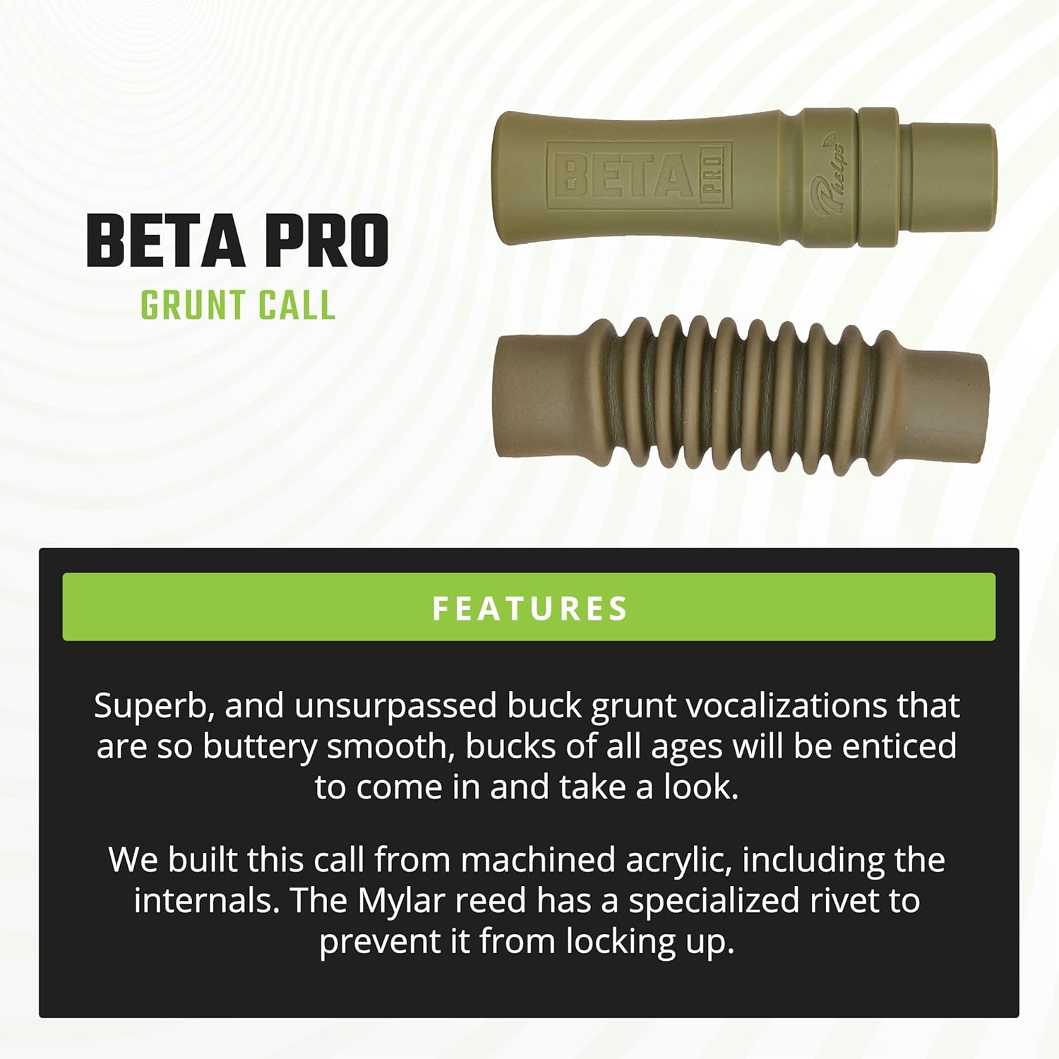 Phelps Game Calls Deer Call - Realistic Buck Grunts & Doe Bleats Vocalization Call for All Skill Levels