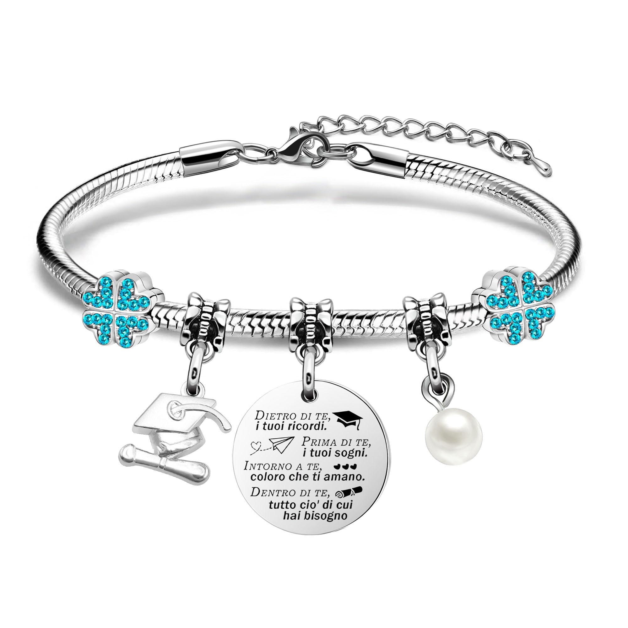 Mieoyue Regalo laurea per le donne Bracciale d'argento di laurea Gioielli ispiratori fortunati Regalo per le congratulazioni ai laureati