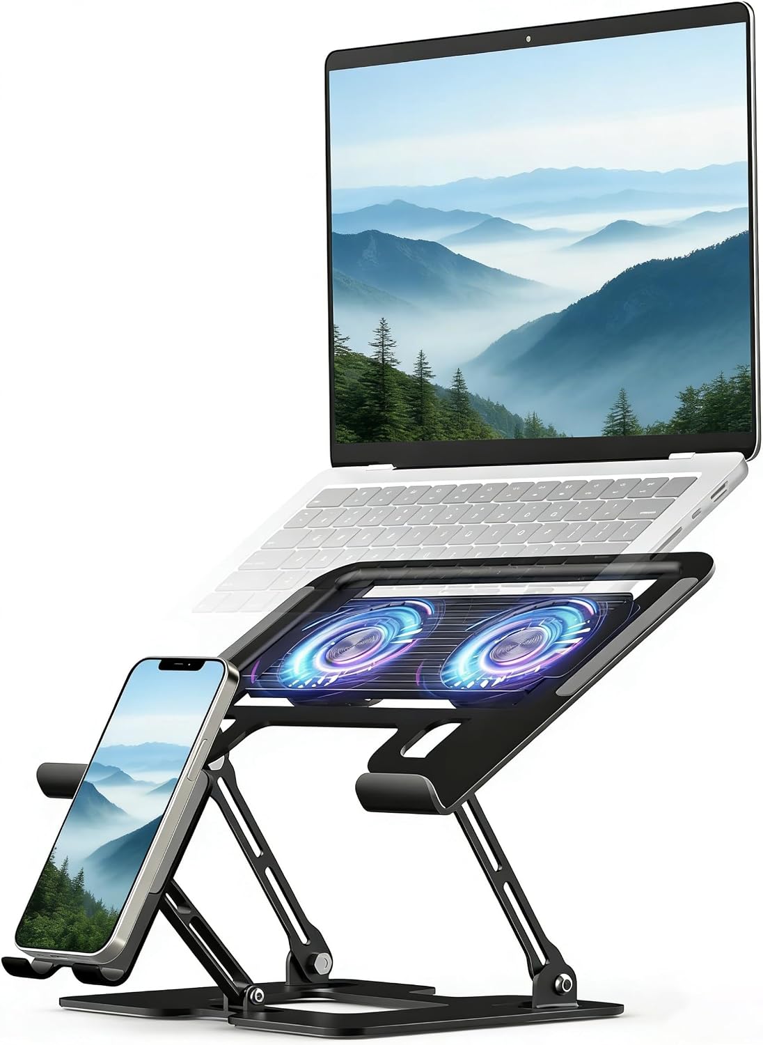 Base refrigerante plegable para laptop y teléfono con ventilador silencioso