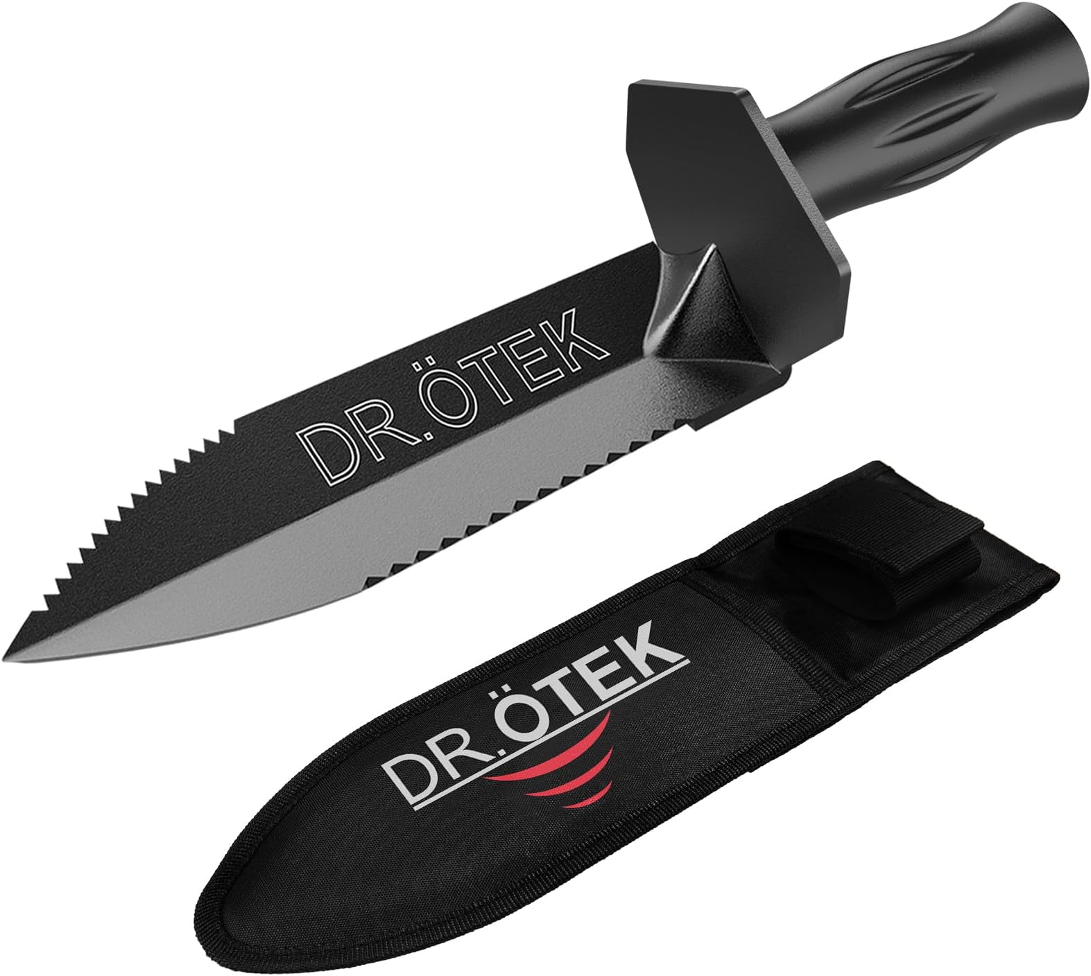 Metal Detecting Shovel for Digging, Heavy Duty Double Serrated Edge Digging Tool with Sheath, Metal Detector Accessories Garden Trowel Hand Shovel for Treasure Hunting Gardening Camping & Outdoor Use