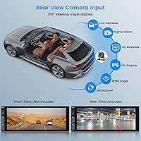 Vista 5 de Hikity 1280 x 480 IPS pantalla táctil Bluetooth 5.1 inalámbrico Android Auto, receptor de audio para automóvil, EQ FM 2USB SWC+cámara de respaldo
