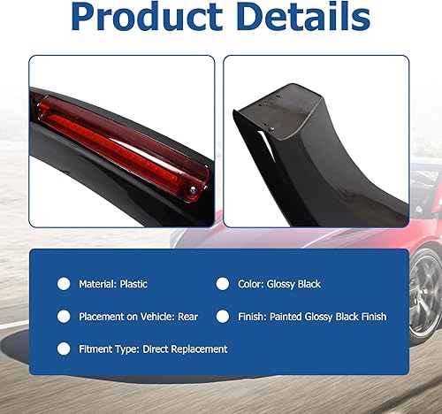 Miniatura 7 de Alerón de maletero negro brillante con lámpara de freno de repuesto para Honda Civic 4 puertas Sedan 2013-2015