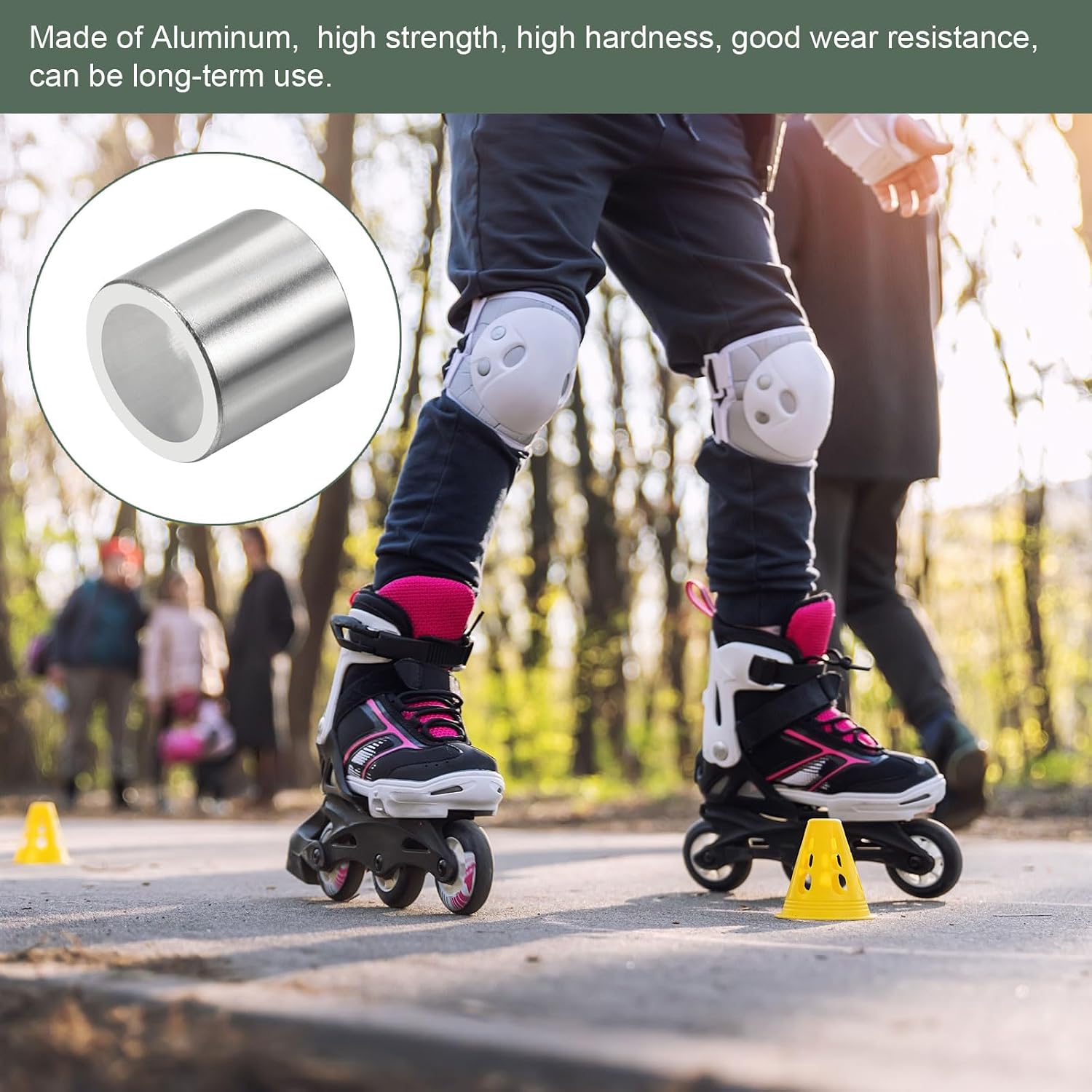 YOKIVE 16 Pcs Inline Axle Bearing Spacers, Skates Speed Spacer, Great for 8mm Axle Roller (Silver, 11 x 8.1 x 10.3mm)