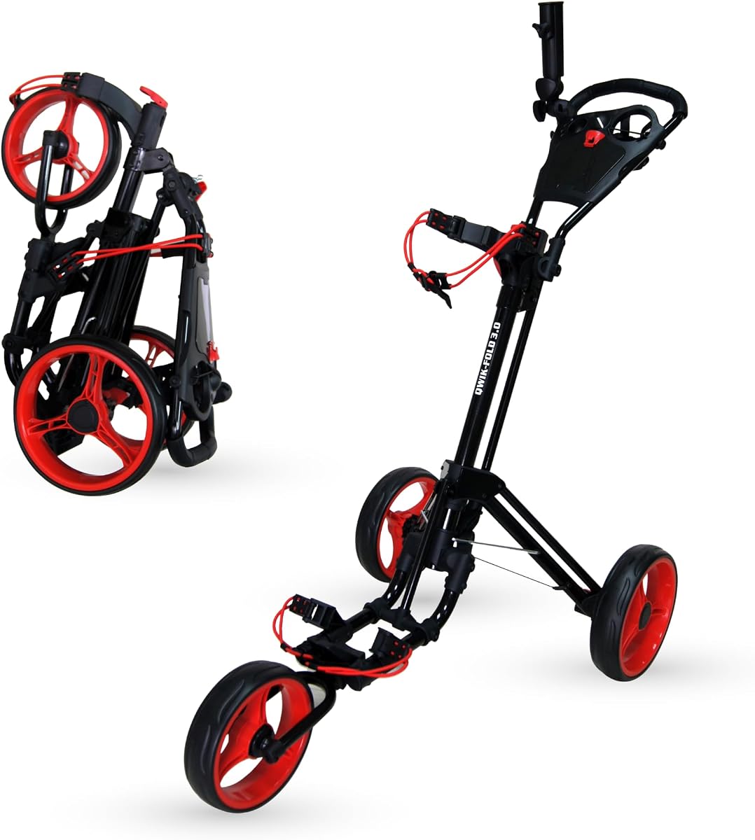 3-Wheel Golf Push Cart | Lightweight Build, Aluminum Alloy Frame, Foot Brake Control, Umbrella Holder Built In, Adjustable Handle Height