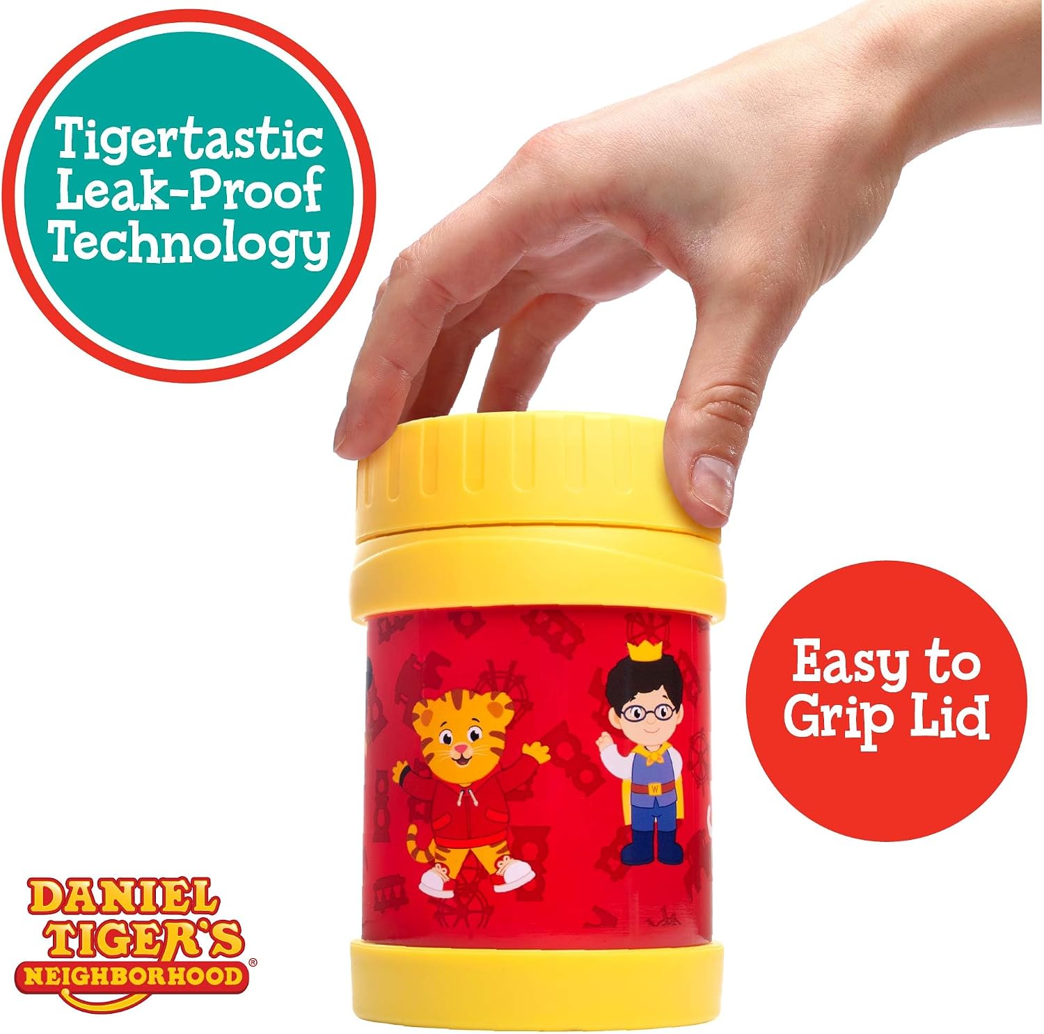 Daniel Tiger's Neighborhood Stainless Steel 13 oz Food Jar for Kids, Yellow-Vacuum Double Wall Insulated, Leak-Proof Jar- Keeps Liquids & Food Hot or Cold for Hours-Fits Inside Lunch Boxes & Bags