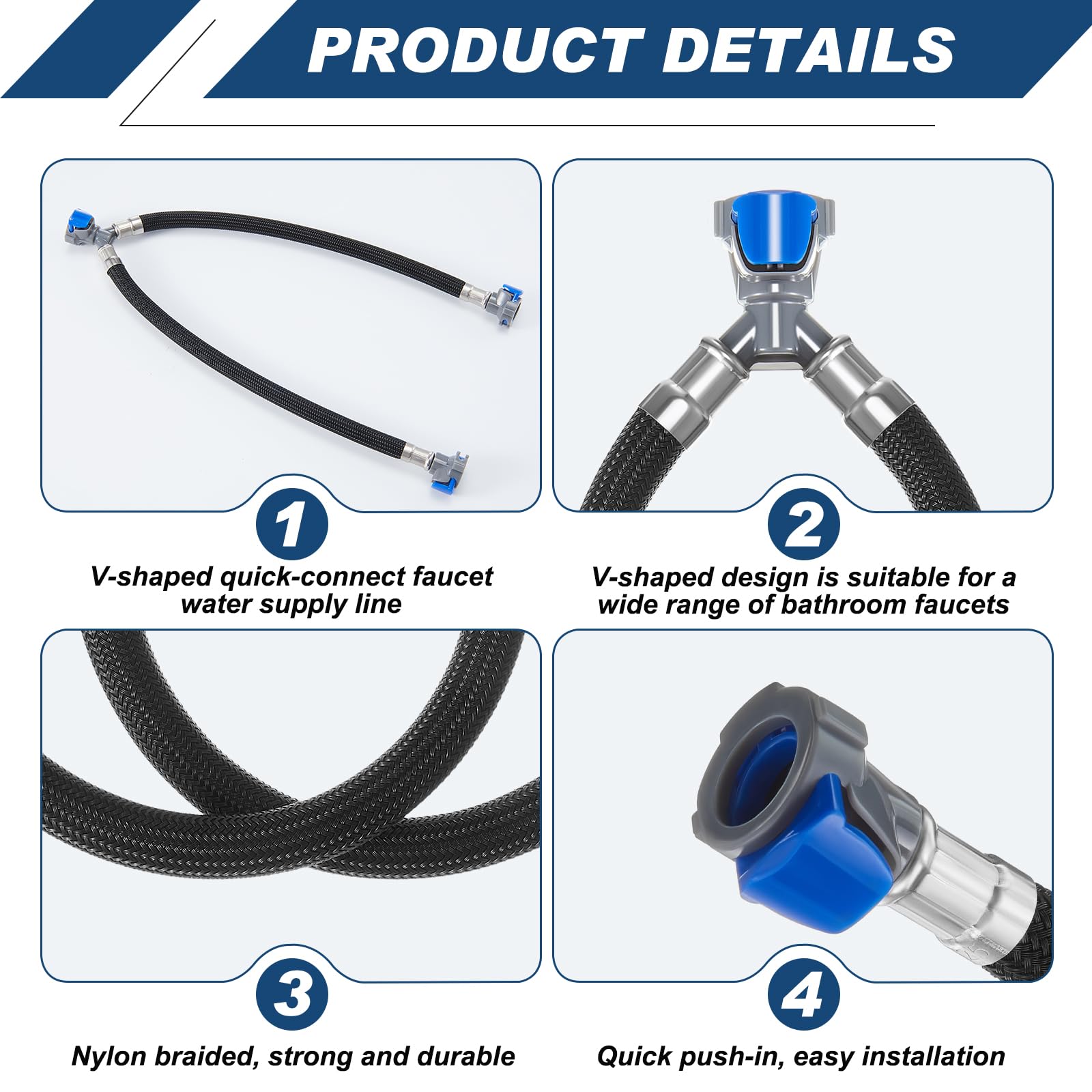 Quick Connect Faucet Supply Lines - 2 Pack -4