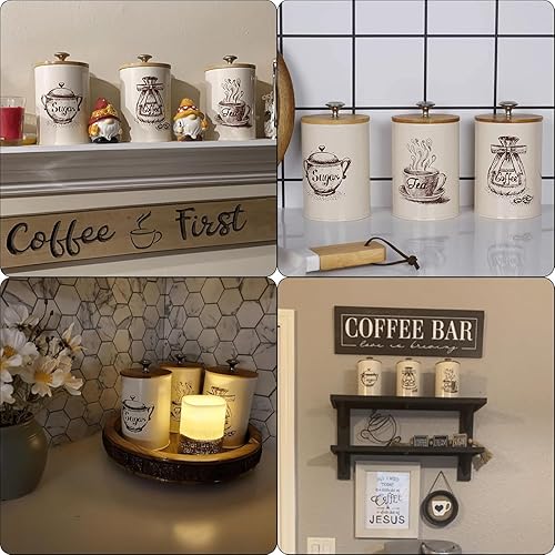 Miniatura 6 de Youeon Juego de recipientes pequeños para encimera de cocina, juego de recipientes de café de 25 onzas, recipiente de cocina vintage de metal,